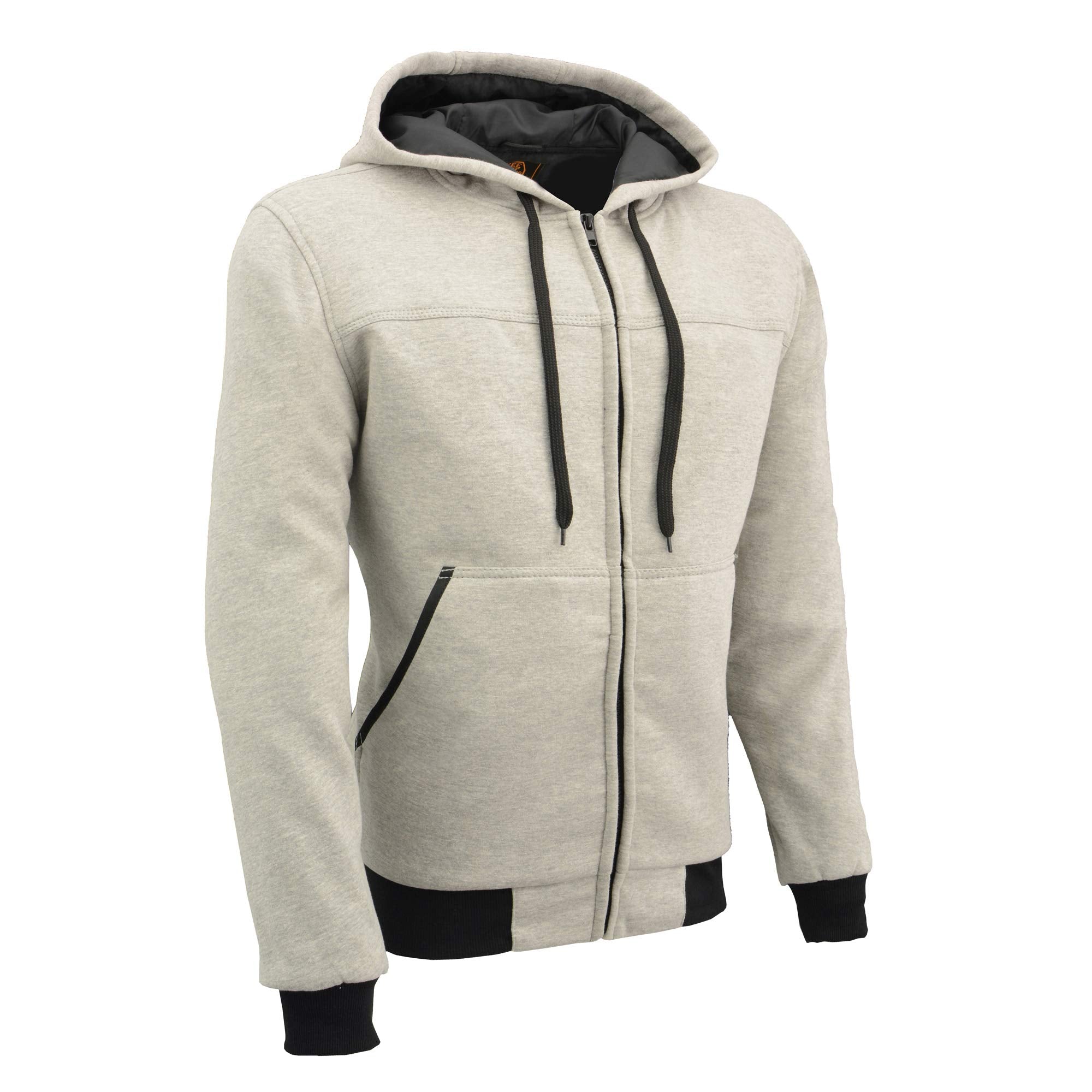 Milwaukee Leather Mpm1788 Men'S Silver Ce Approved Armored Riding Hoodie Sweater With Aramid By Dupont Fibers - 4X-Large