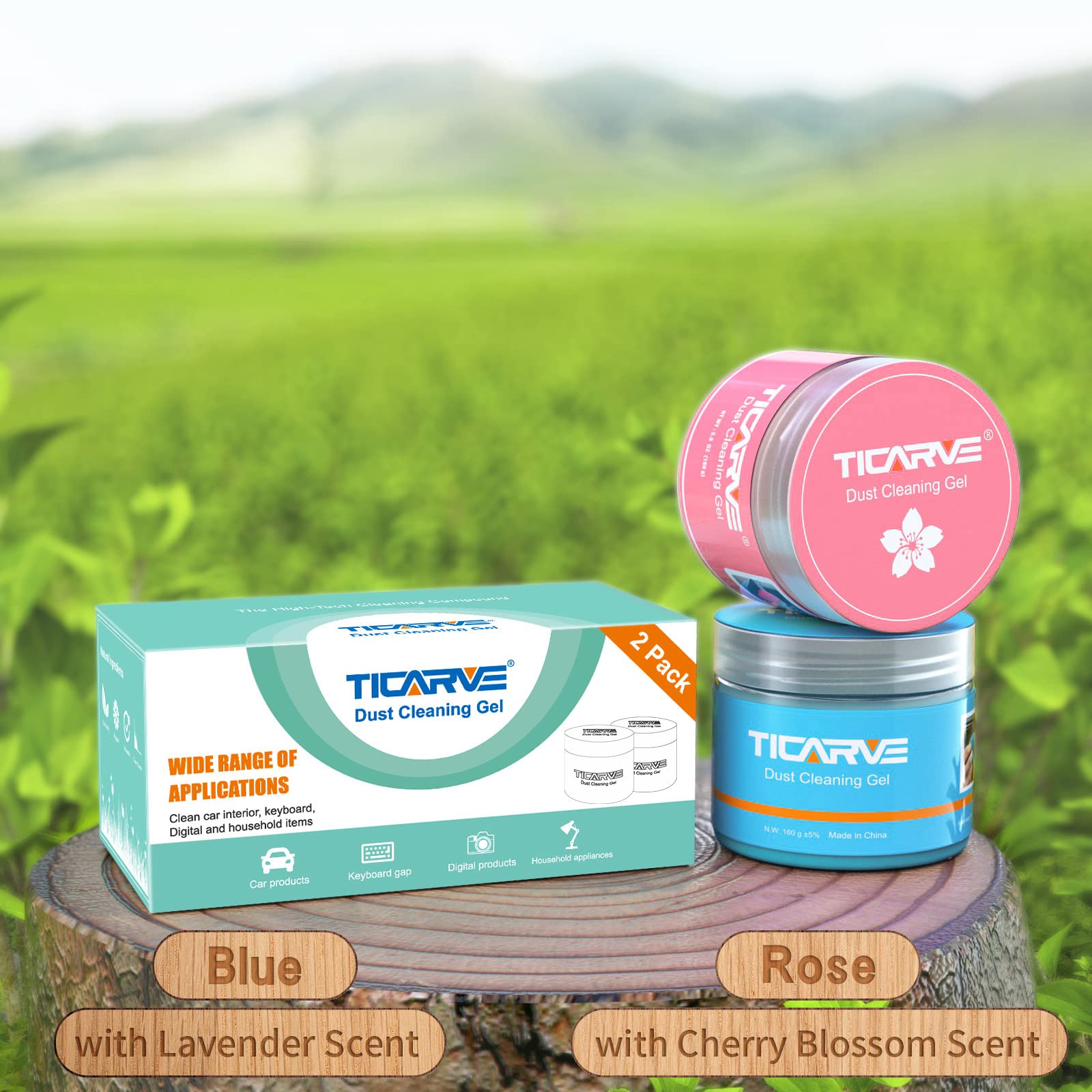 TICARVE Cleaning Gel Car Putty Slime - 2 Pack Blue & Rose Detailing Tools for Automotive & Keyboard Cleaning