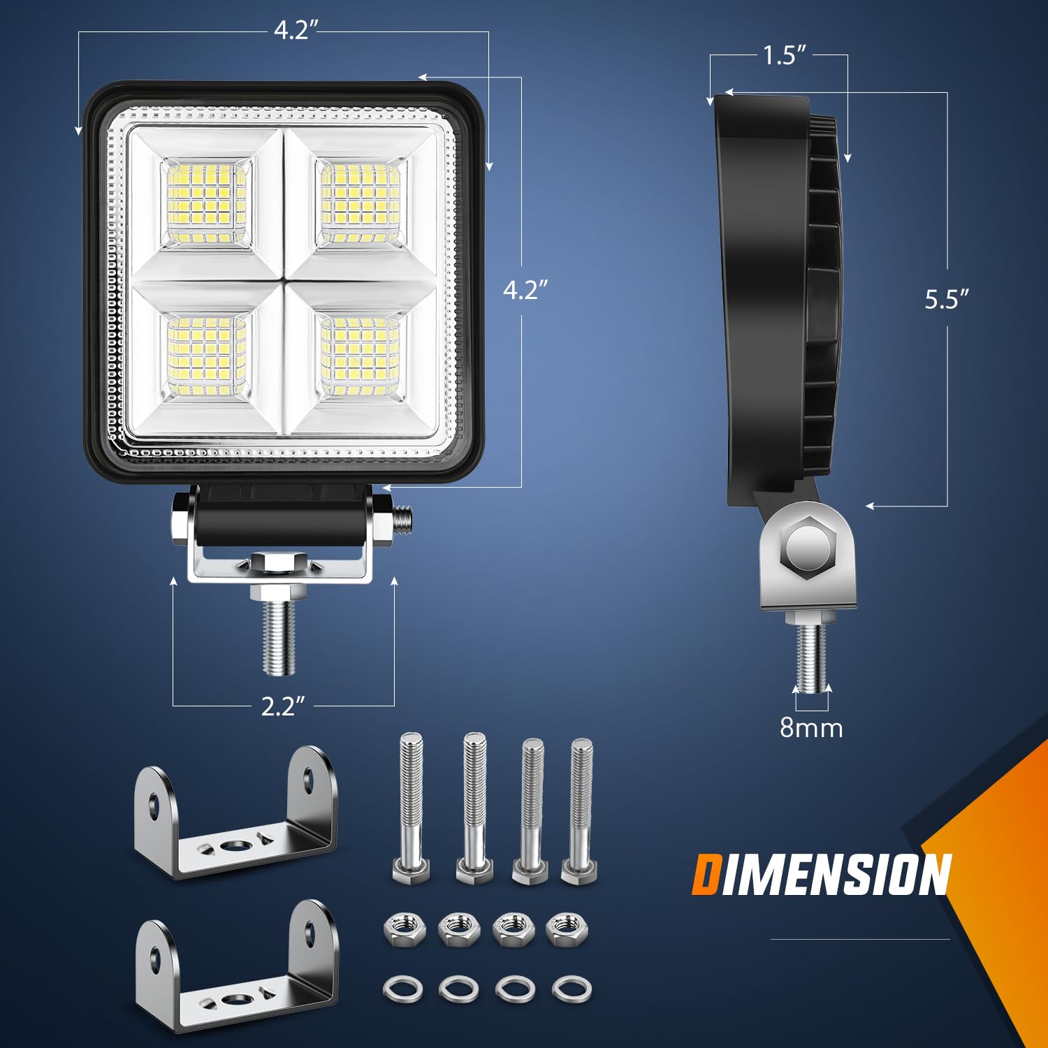 Nilight Led Tractor Lights Led Pods Square 2Pcs 4 Inch 64Leds Flood Bar Fog Driving Work Lighting For Truck Off Road Vehicles At