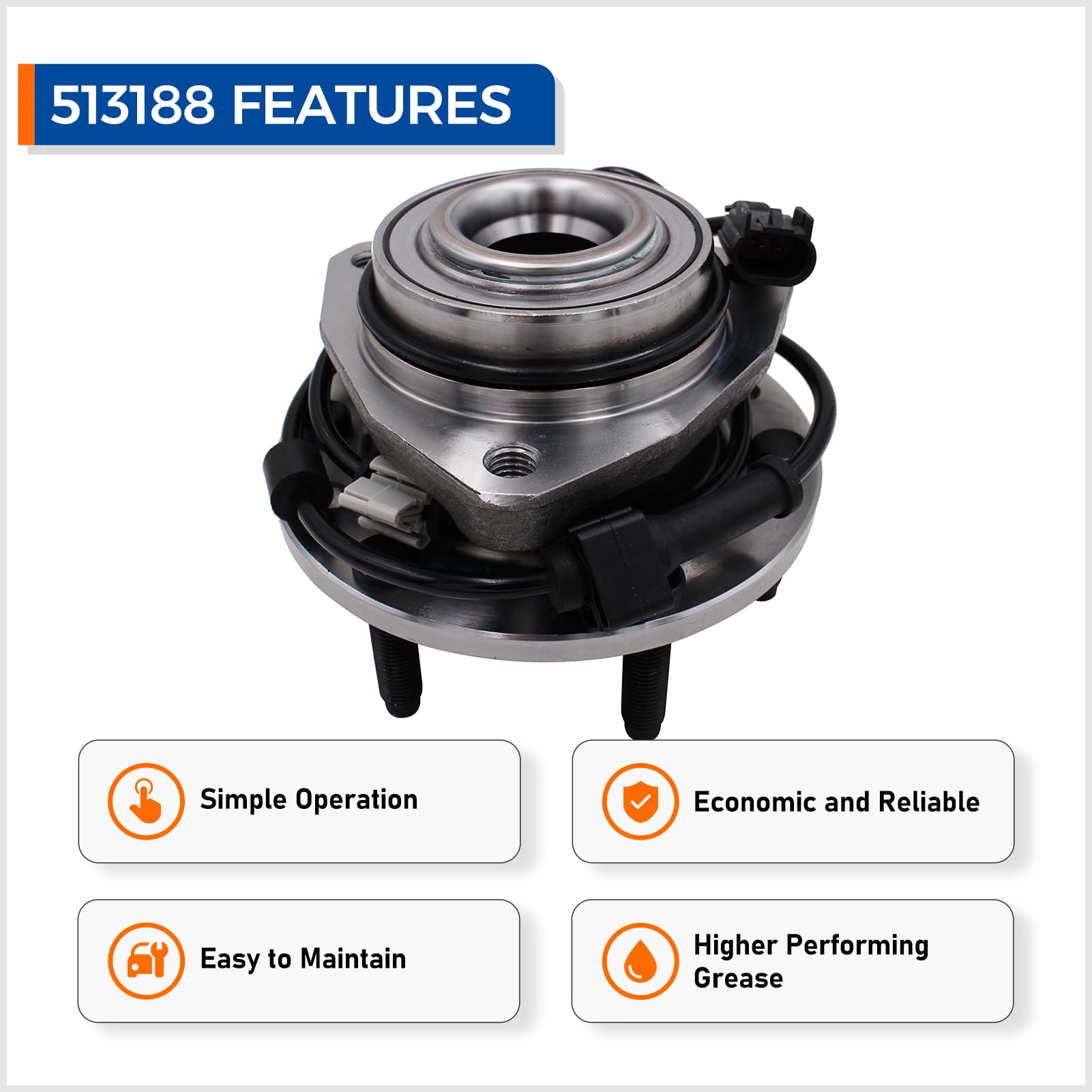 Parod 2Pcs 513188 Front Wheel Hub Bearing Assembly Fit For 04-07 Buick Rainier, 03-06 Chevy Ssr, 02-09 Trailblazer,Gmc Envoy, 02