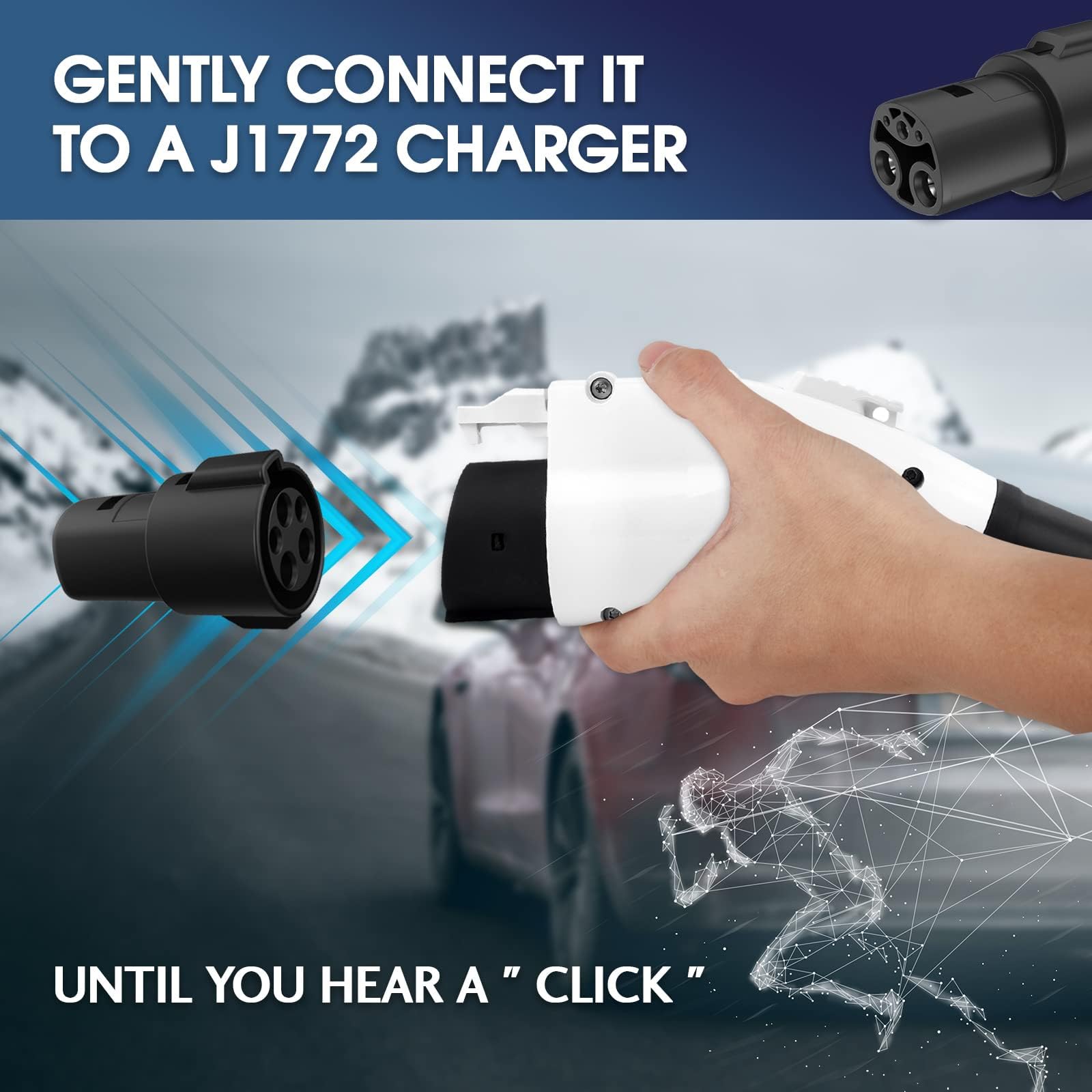 J1772 Charger Adapter Compatible Tesla Model 3/Y/X/S[Security Check ] 80 Amp / 240 AC-Compatible with SAE J1772 Charger[Only for