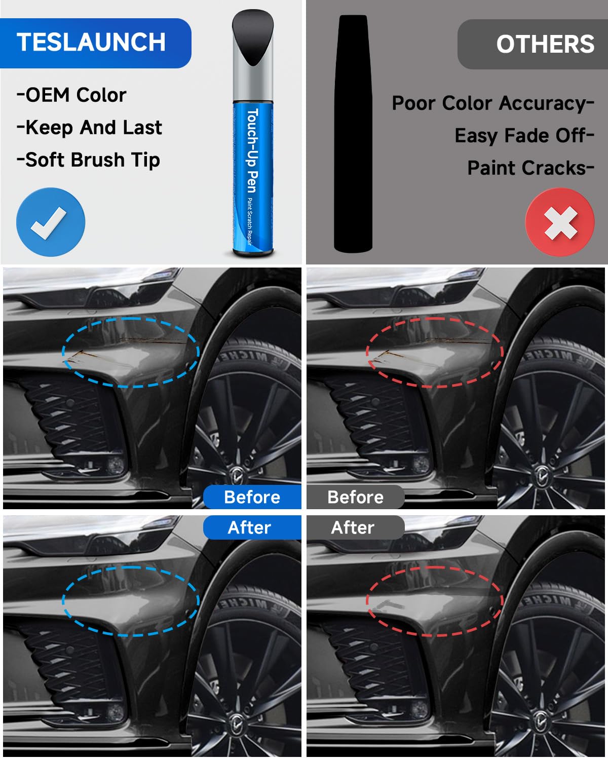 Teslaunch 223 Caviar Touch Up Paint Compatible with Lexus Exact Match Touch Up Paint Car Scratch Repair
