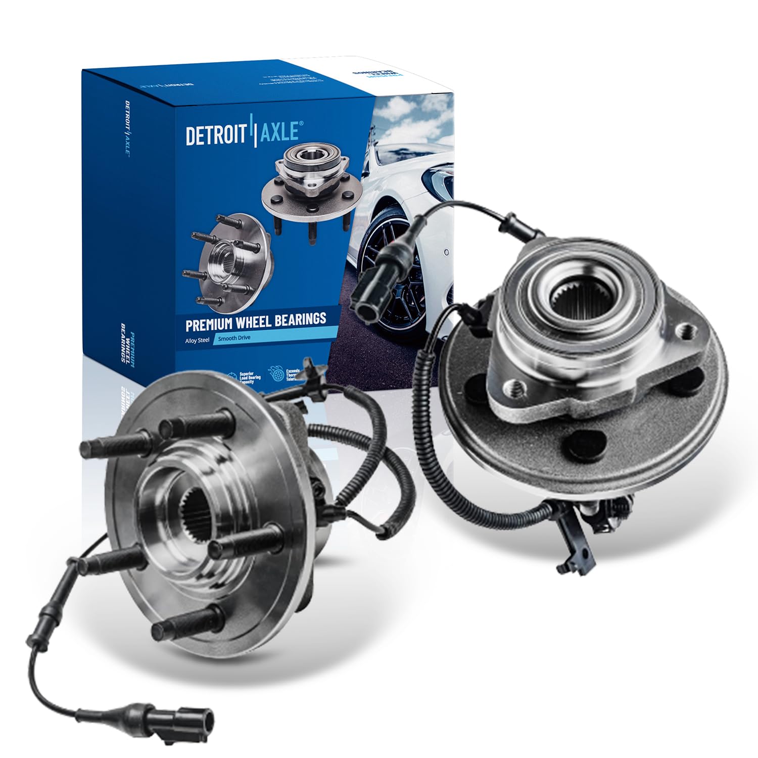 Detroit Axle - Front Wheel Bearing Hubs For 06-10 Ford Explorer Mercury Mountaineer, Replacement 2006 2007 2008 2009 2010 Explor
