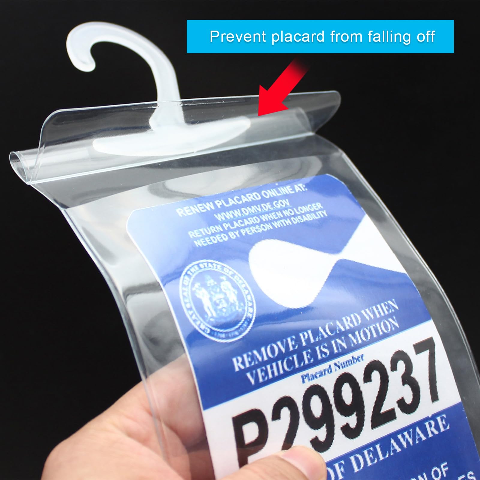 Povtii 1 Pc Handicap Placard Holder, 11.6 ''    5 '' Ultra Transparent Disabled Permit Protective Cover For Sun Visor, Universal