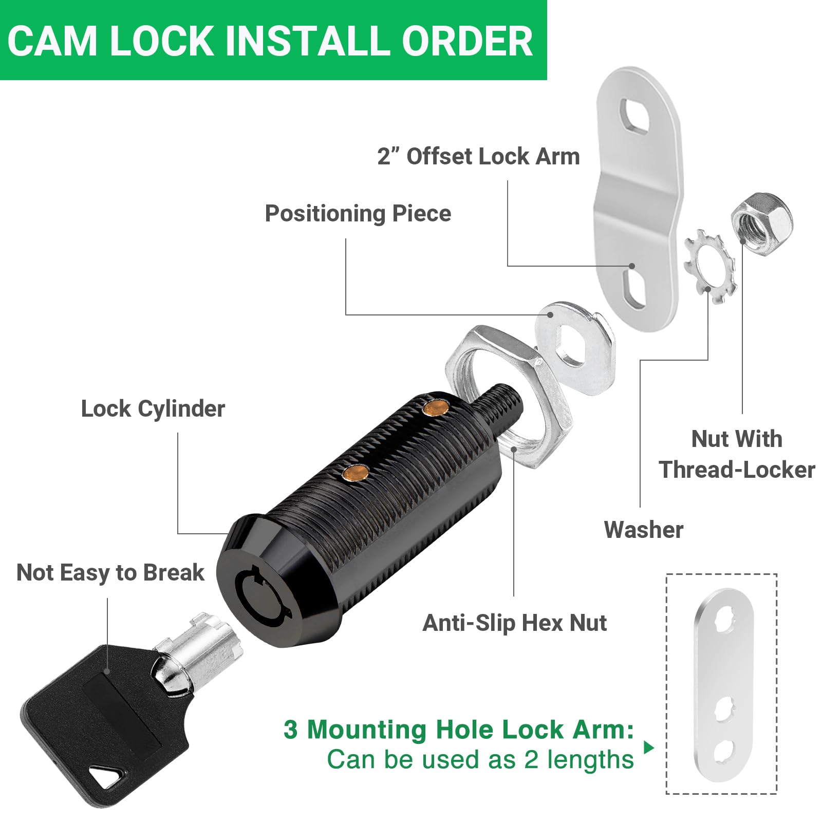 Cylinnda 5 Pack Black Cabinet Lock With Keys, 1-1/2'' Rv Storage Locks Keyed Alike, Rv Locks For Storage Door, Camper Toolbox Rv