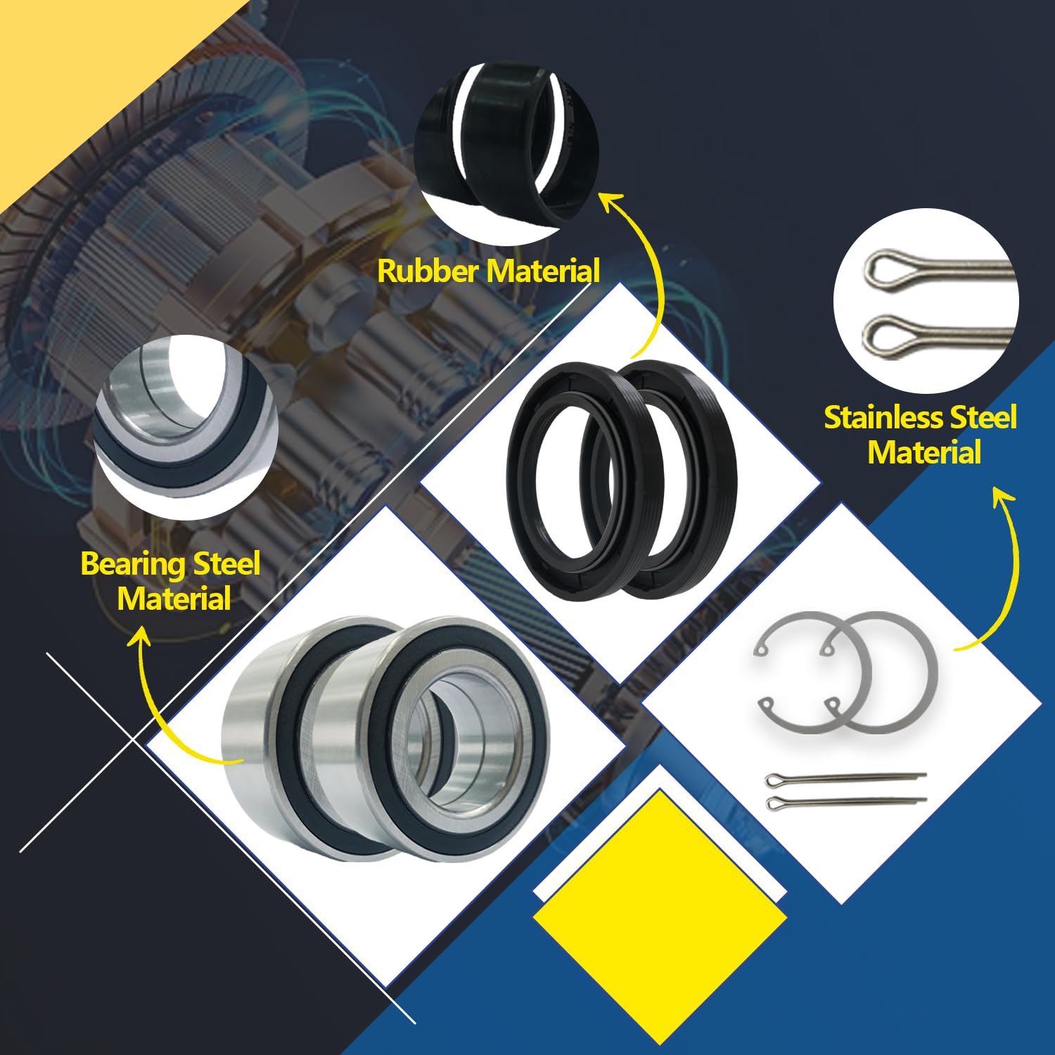 Biglknm Front Wheel Bearing & Seal Kit Fit For Atv Foreman 400 450 500 Rubicon 500 Rincon 650 680 Wheel Hub Bearing Replace 9105