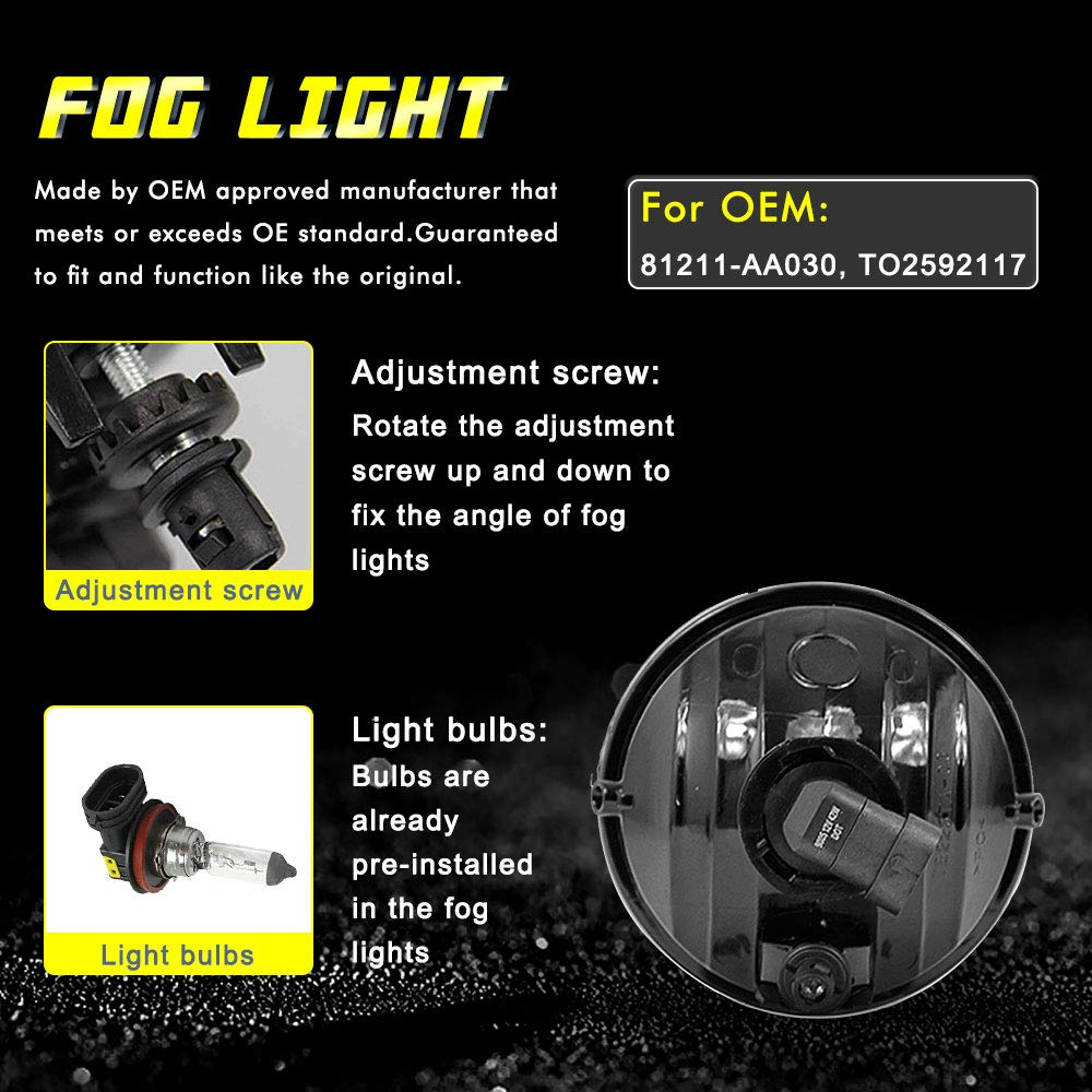 Driving Fog Lights for 2004-2006 Toyota Solara 2007-2012 Toyota Tundra 2005-2011 Toyota Tacoma with Universal Wiring Harness and