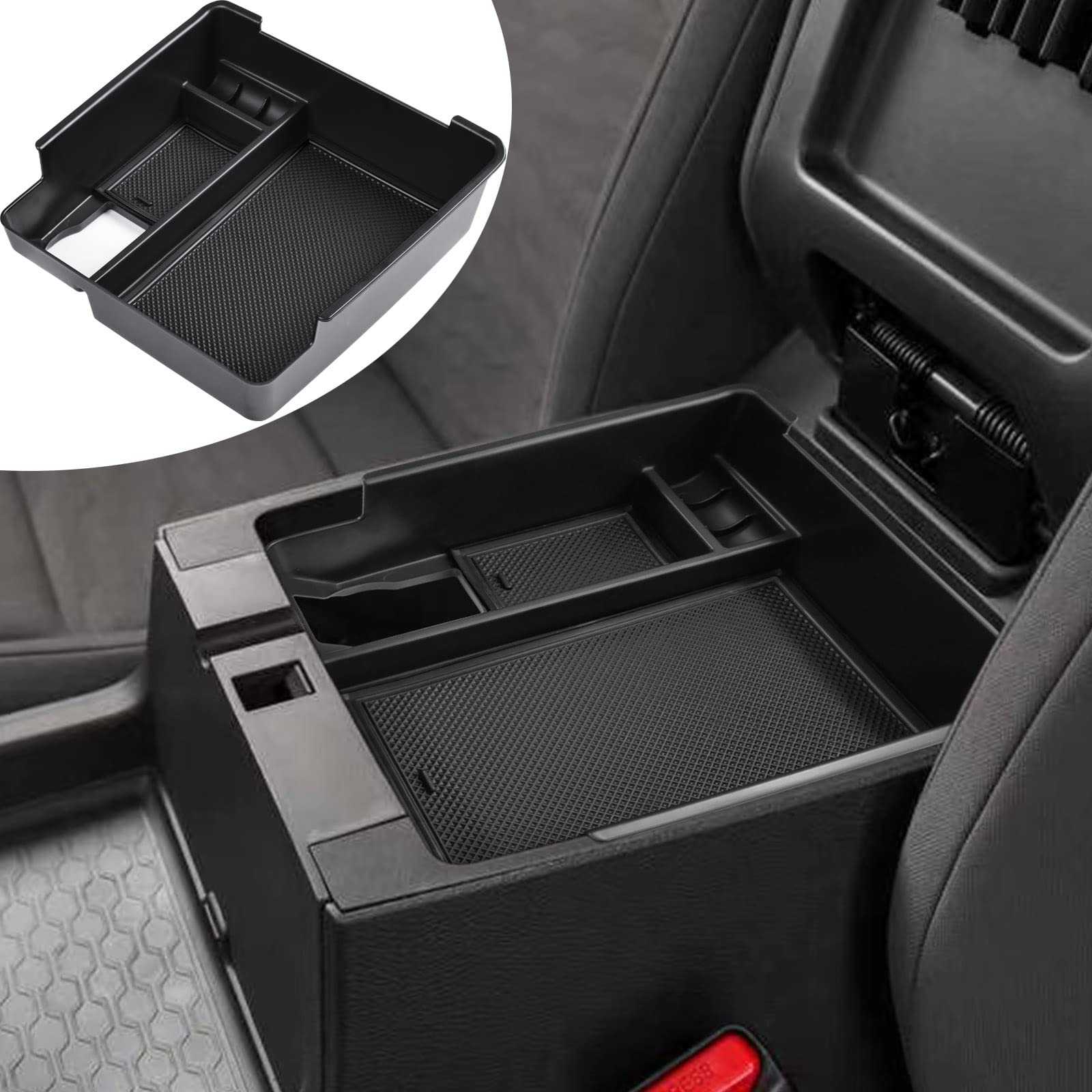 TACOBRO Center Console Organizer for Nissan Frontier 2022-2025, ABS Insert, Black Trim, Pickup Truck Armrest Storage Box