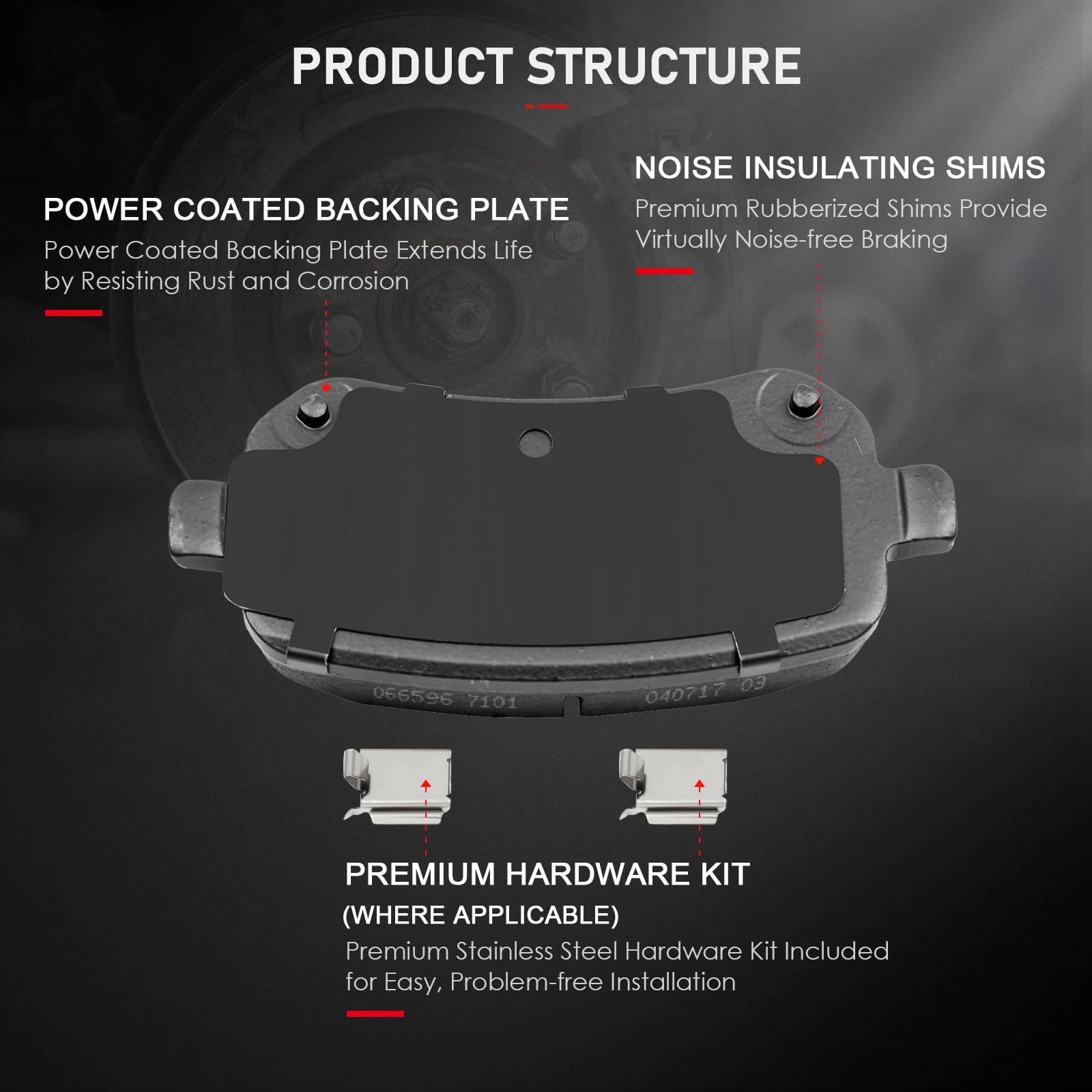 Cciyu D1326 Ceramic Rear Brake Pads Set Fit For Chrysler Town & Country,For Dodge Grand Caravan,Journey, For Ford Freestar,04-07