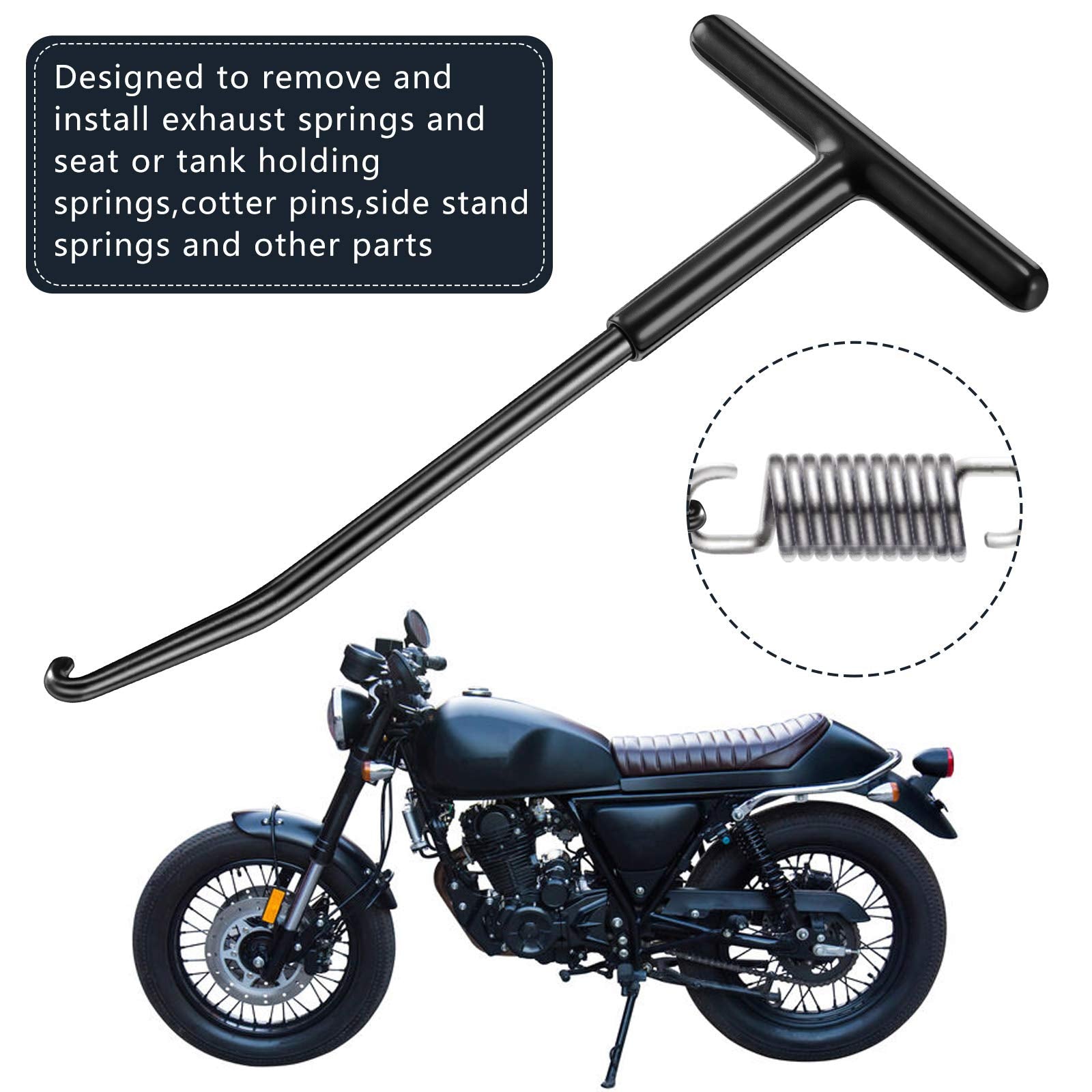 2 Pieces Exhaust Spring Puller Tool Hooks Tool Exhaust Hangers Removal Motorcycle Trampoline T Handle Hooks Expander Snowmobile