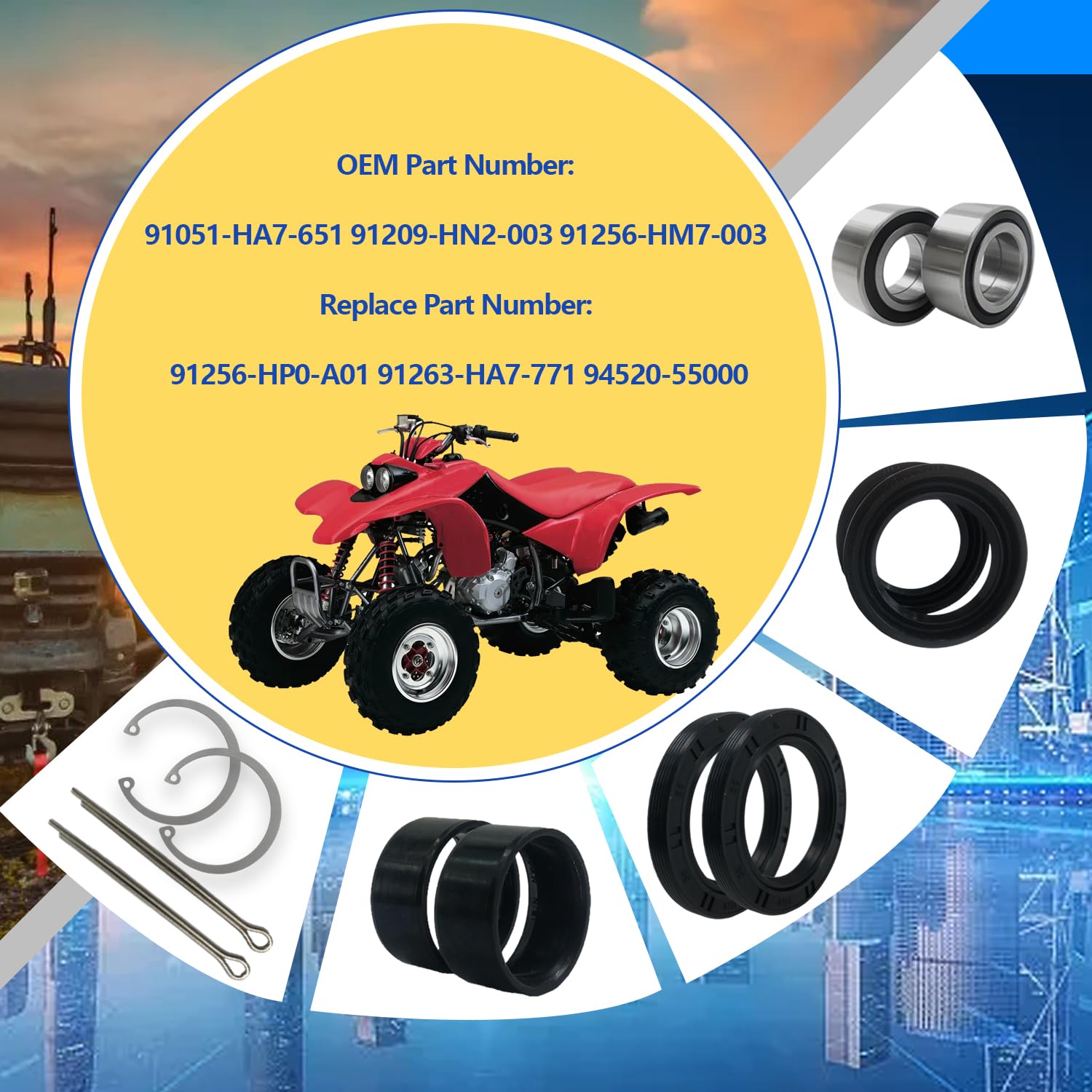 Biglknm Front Wheel Bearing & Seal Kit Fit For Atv Foreman 400 450 500 Rubicon 500 Rincon 650 680 Wheel Hub Bearing Replace 9105