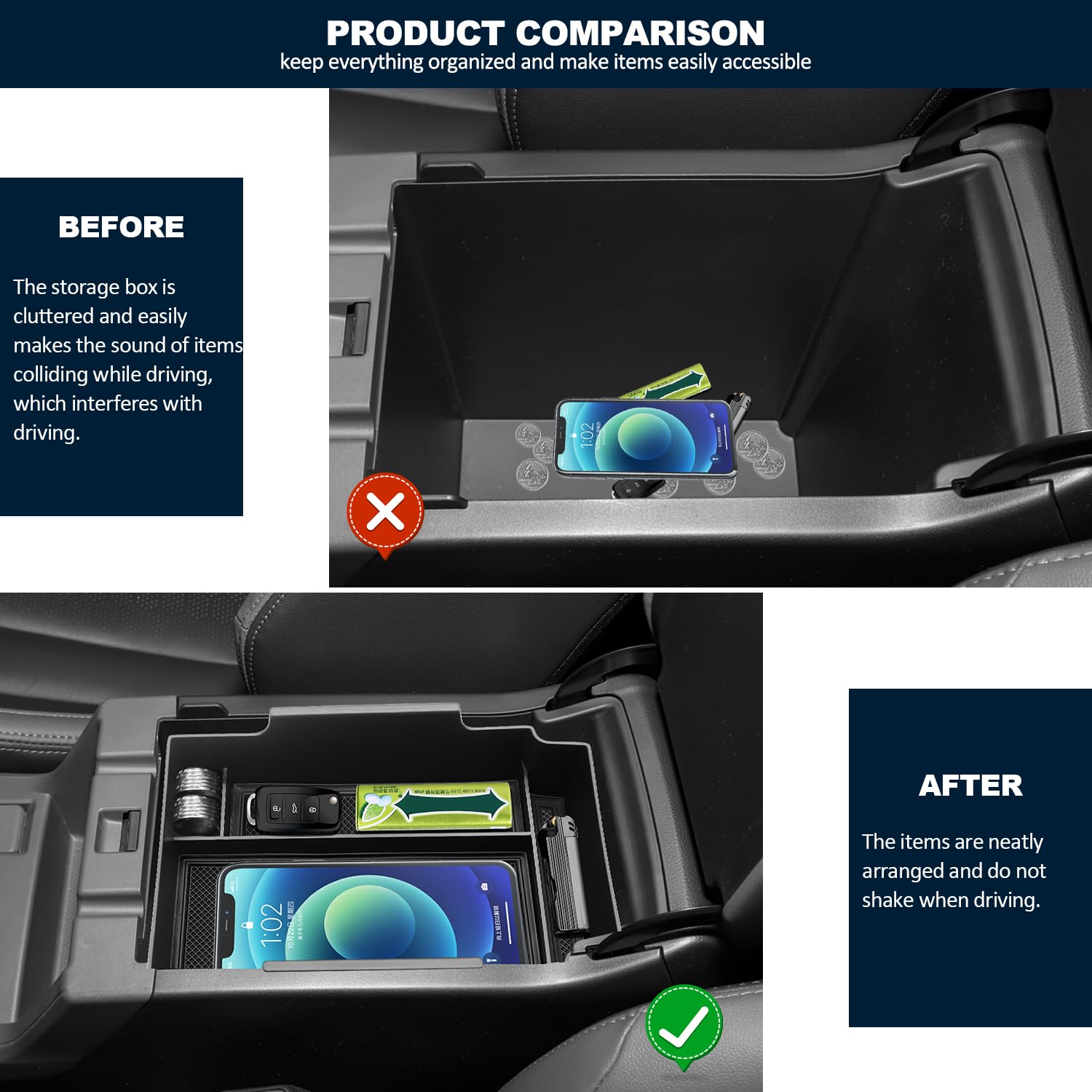 Nosxxus Center Console Organizer for 2024 Subaru Crosstrek (Base/Premium/Sport/Limited) Accessories/Subaru Impreza Accessories 2