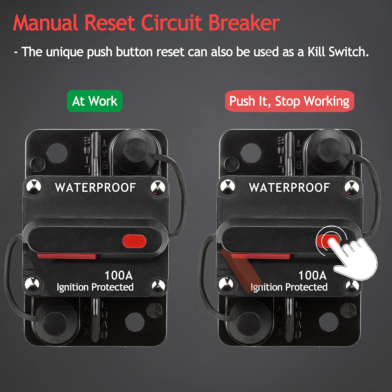 Hamolar 3 Pack 100 Amp Circuit Breaker Manual Reset Car Marine Trolling Motors Boat ATV Manual Power Protect for Audio System Fu