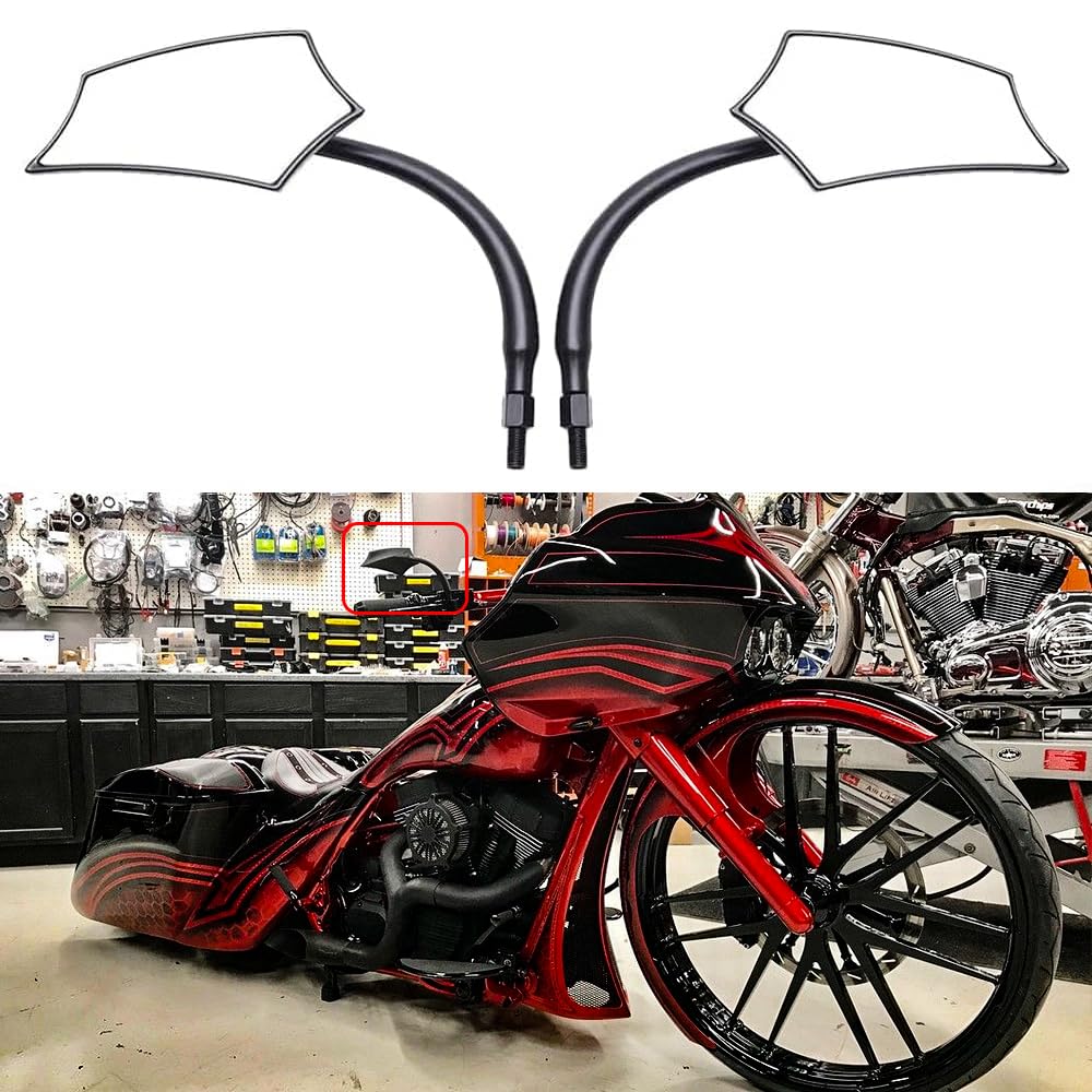 goodfitment Black Irregular Shape Motorcycle Mirrors - Upgrade Rearview with M8 10 Screws for Harley, Yamaha, Kawasaki