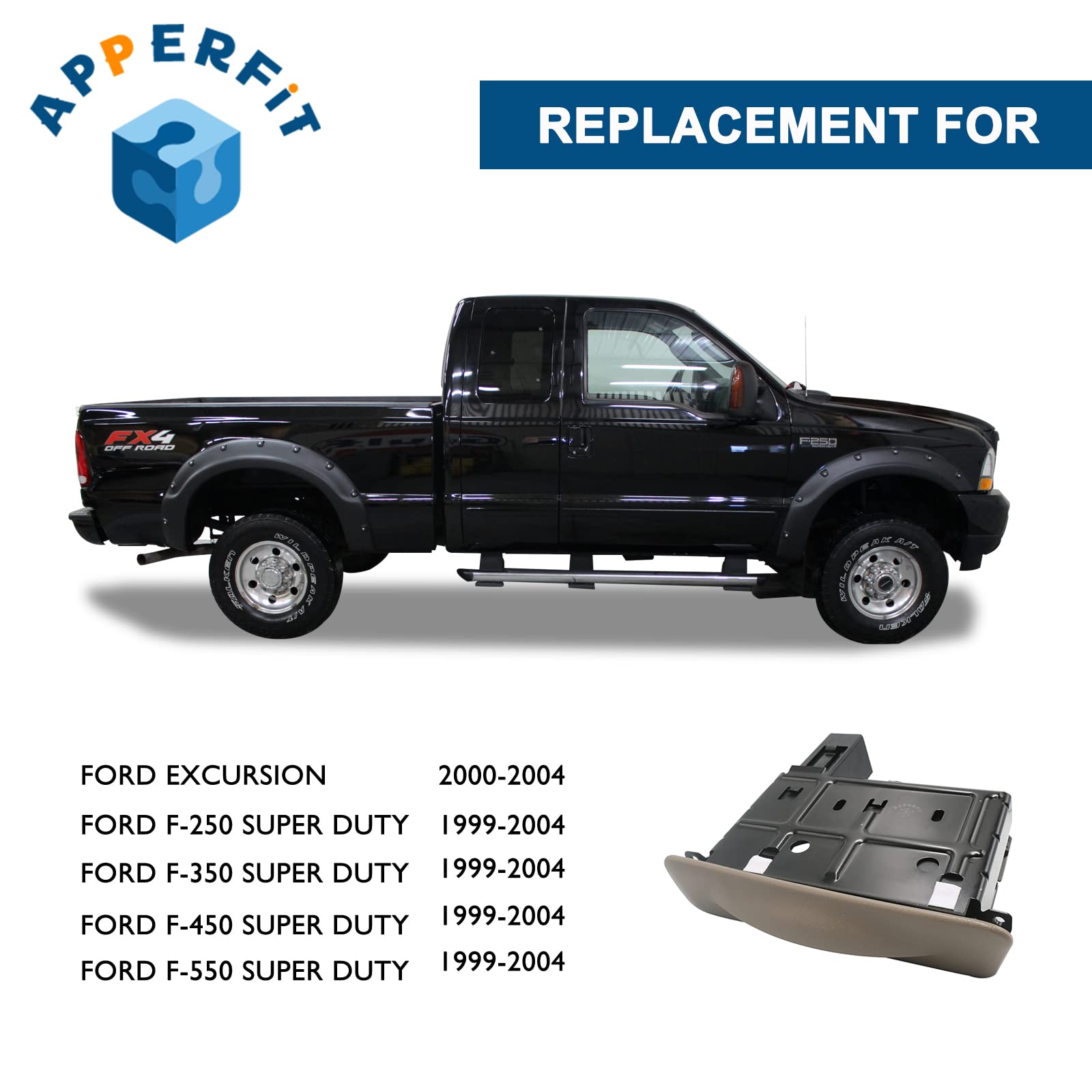 APPERFiT Dash Cup Holder for 1999-2004 F250 F350 F450 F550 & Excursion, Tan, Model CP002