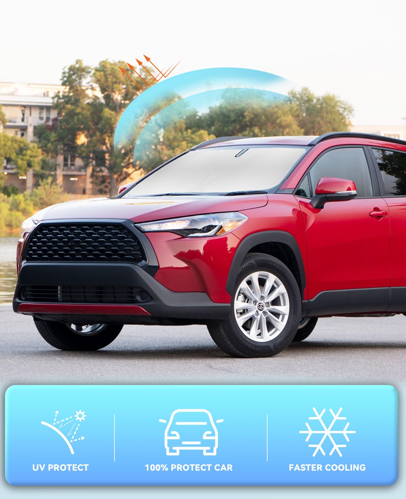Sun Shade For Corolla Cross Windshield Sunshades Cover Custom Fit 2022-2023 2024 2025 Toyota Corolla Cross (Not For Corolla) Acc
