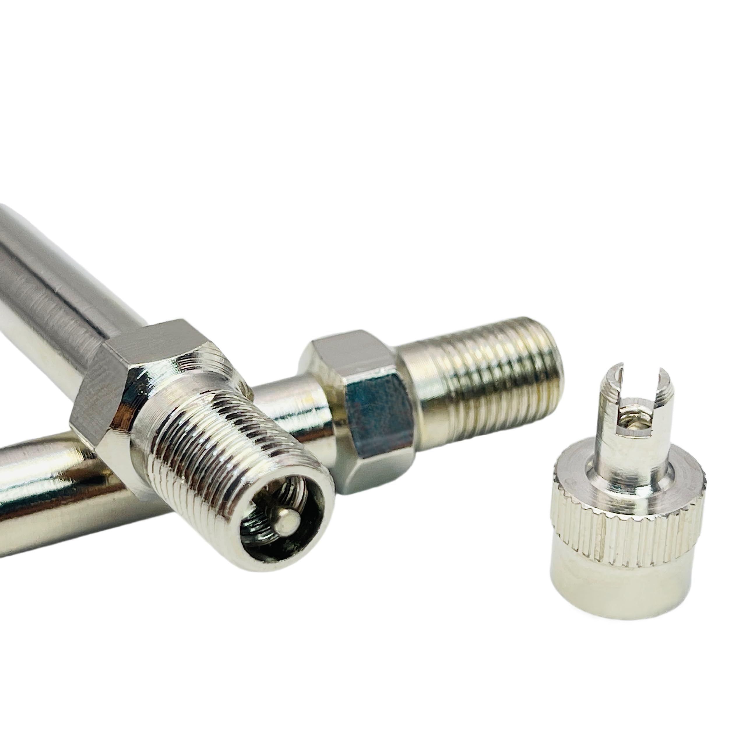 VOTNMIC 4Inch Dually Valve Stem Extenders,Set of 2Pcs,Heavey Duty,100mm Straight Metal Dual Wheel Valve Stem Extensions for Truc