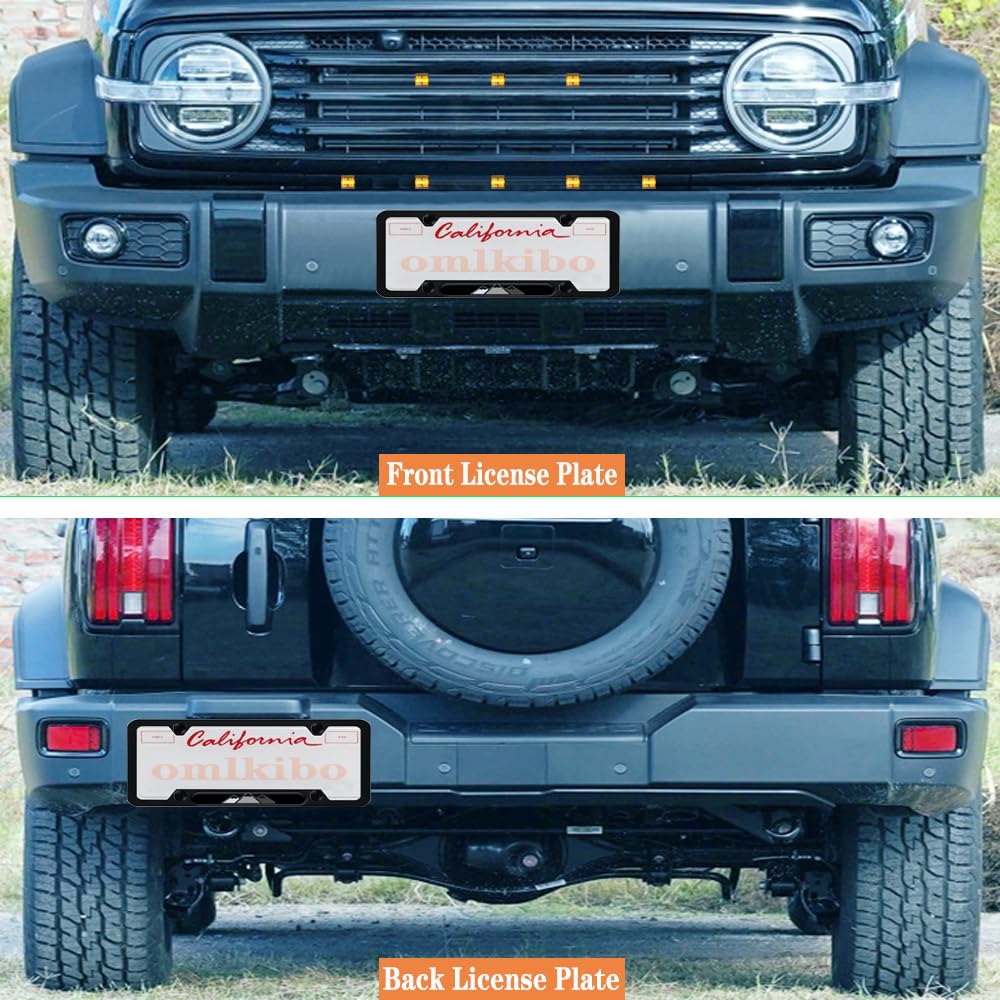 Omlkibo Tri-Color 3 Color Aluminum License Plate Frame Cover Holder Compatible With Toyota Vehicle Truck Trailer Suv. (White Gra