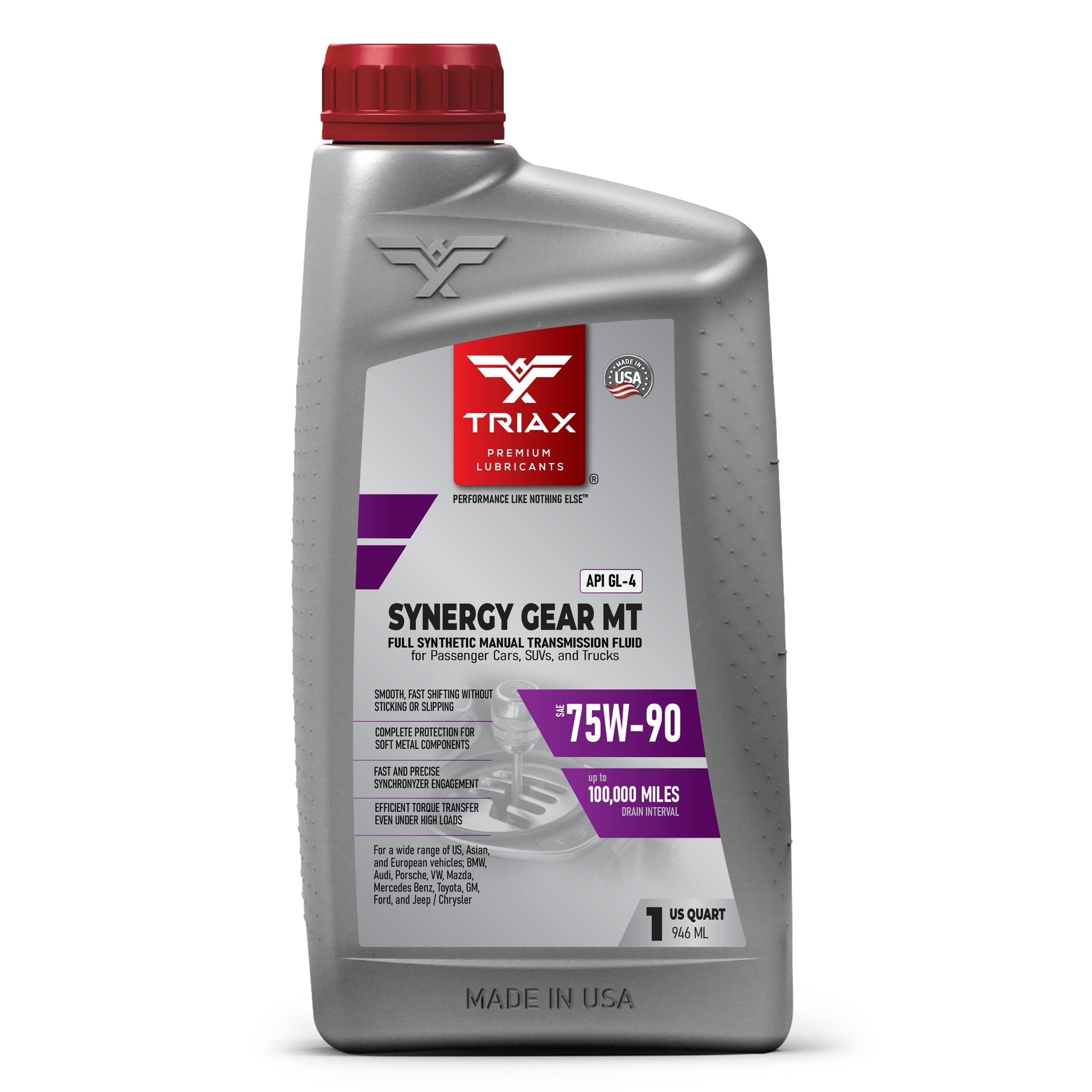 Triax Synergy Gear Mt 75W-90 Gl-4 (Mt-90); Full Synthetic Manual Trans Fluid; Smooth Shifting; No Sticking, Slipping, Vibration,