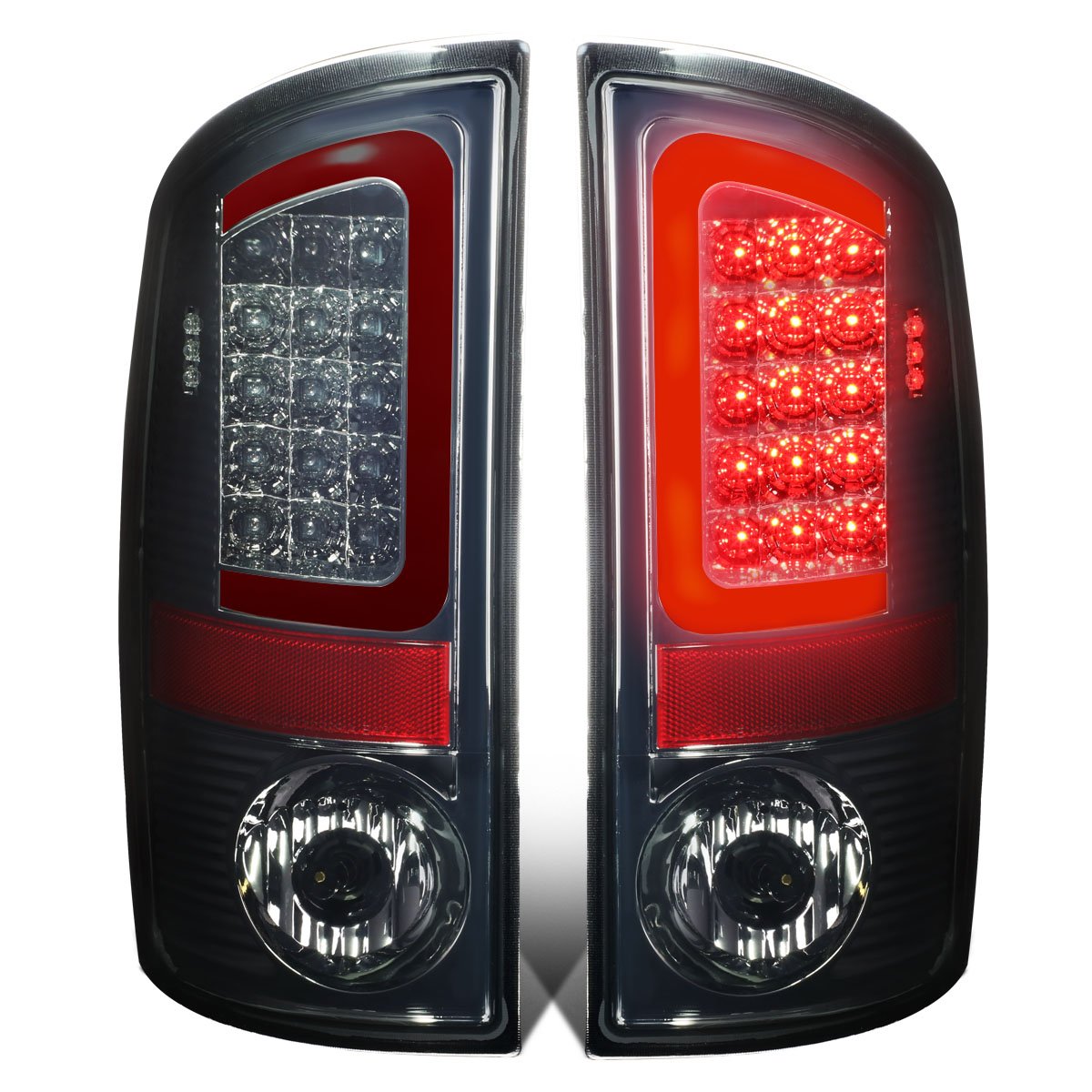 DNA MOTORING TL-DRAM07-LED-RD3D-CH-SM LED 3D Tail Light Assembly Driver & Passenger Side [Compatible with 02-06 Dodge Ram 1500 2