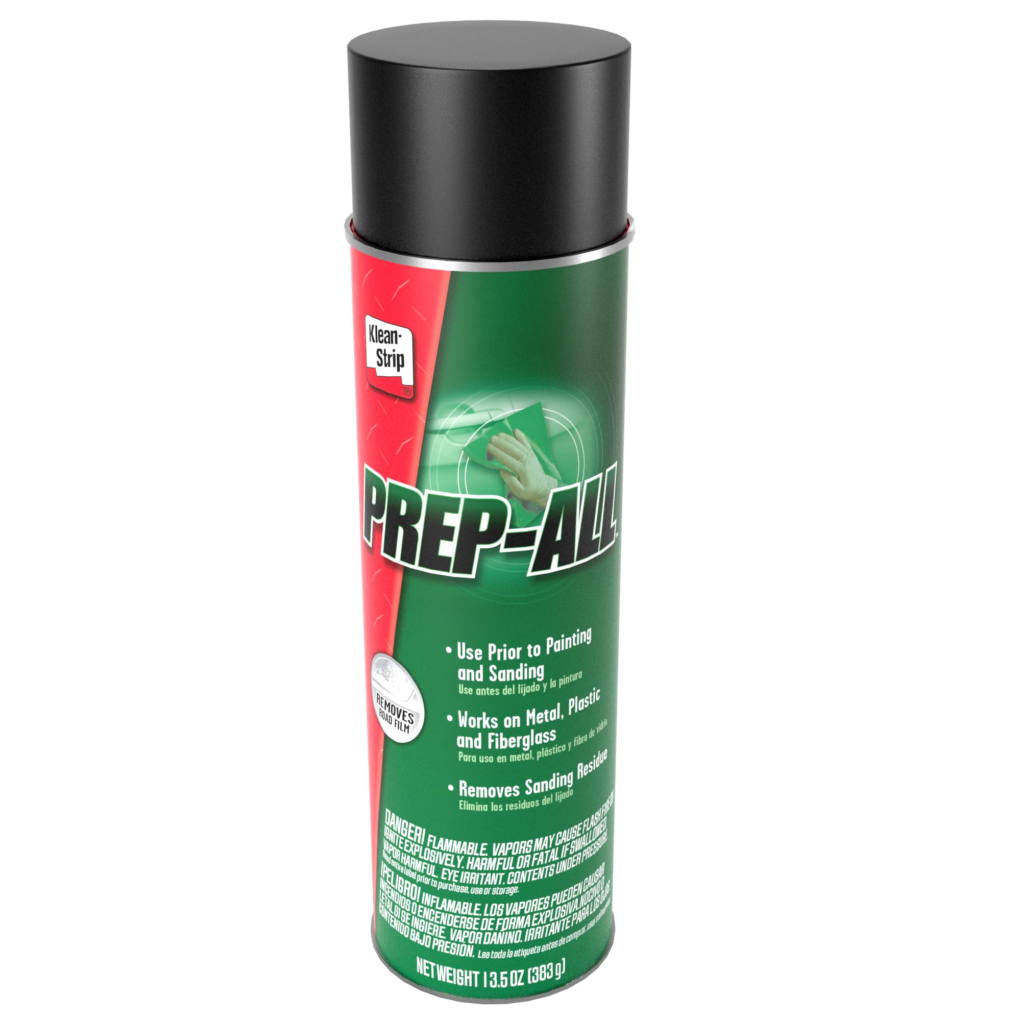 KLEAN-STRIP Prep-All Wax and Grease Remover, Fast-Acting Degreaser, 13.5oz Aerosol, Clear, Effective on Metal, Plastic, Fiberglass