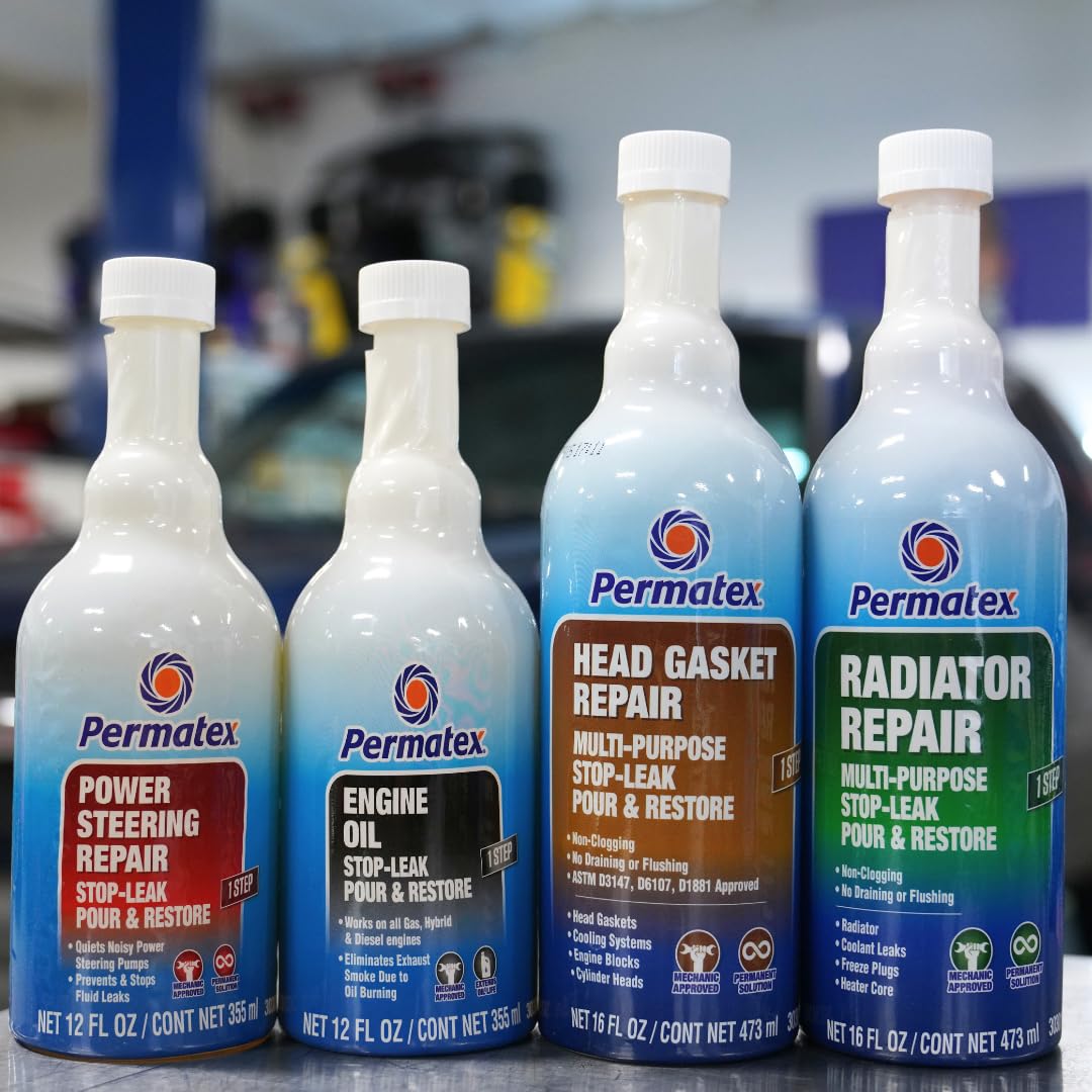Permatex Engine Oil Stop Leak, 12 fl oz, Clear, Model 30302 - Effectively Prevents Oil Leaks and Burning Without Dismantling