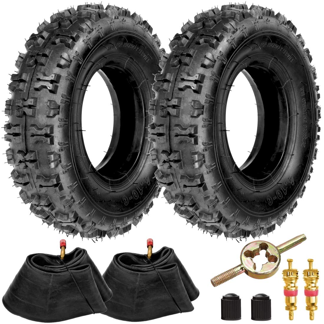 FVRITO 4.10-6 4.10/3.50-6 NHS Tire and Inner Tube for Go Kart Chinese ATV Quad 4 Wheeler Mini Bike Lawn Equipment Garden Rototil