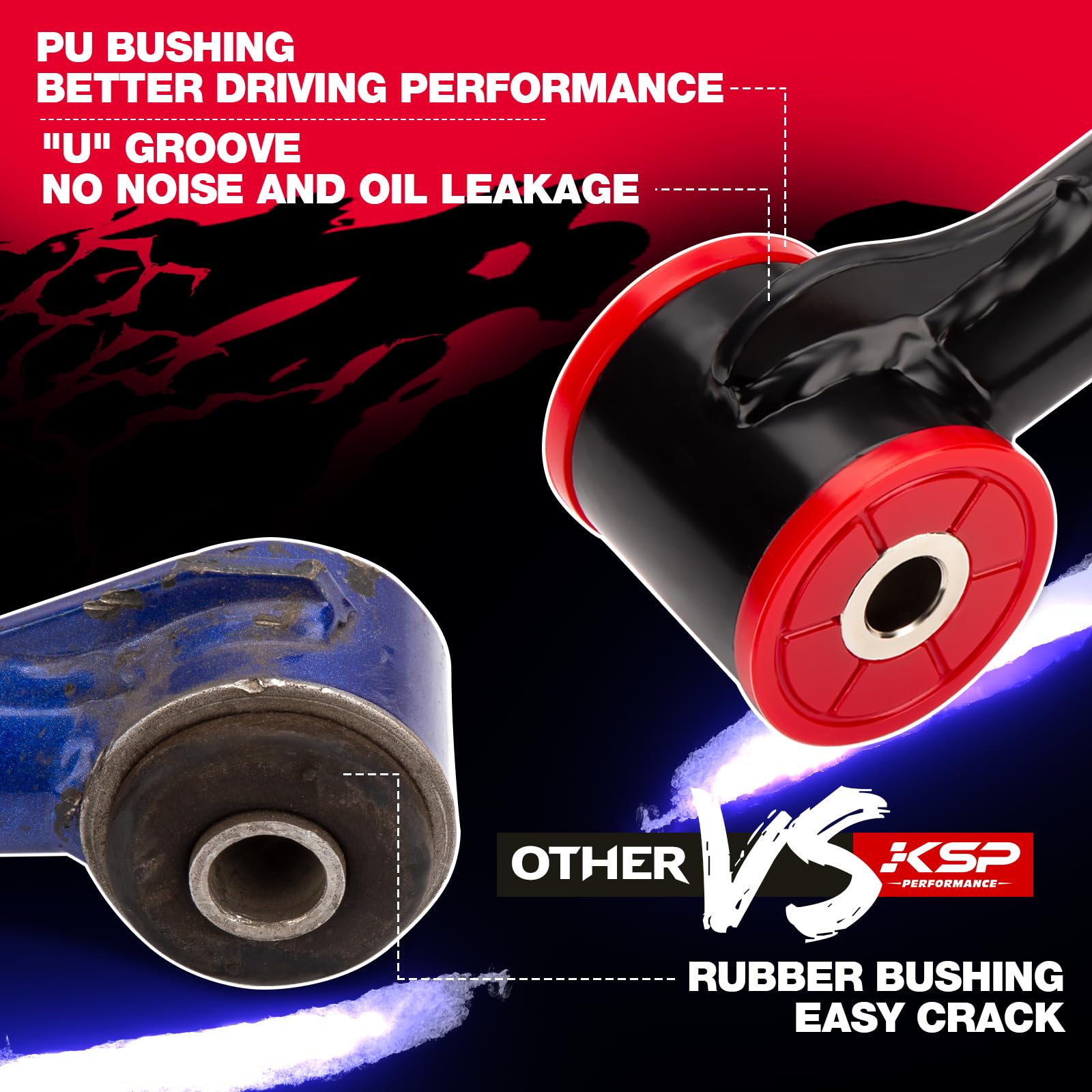 KSP PERFORMANCE Upper Control Arms for 2004-2020 F-150, 2-4" Lift, Black Tubular Suspension Replacement
