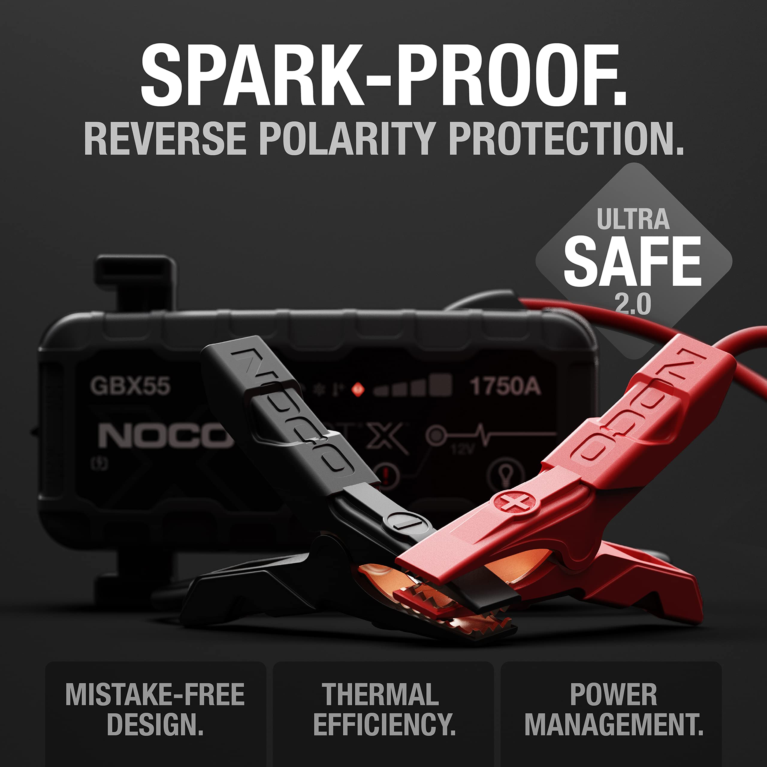 NOCO Boost X GBX55 Jump Starter, 1750A Portable Lithium Battery Booster, Gray, for 7.5L Gas & 5.0L Diesel Engines