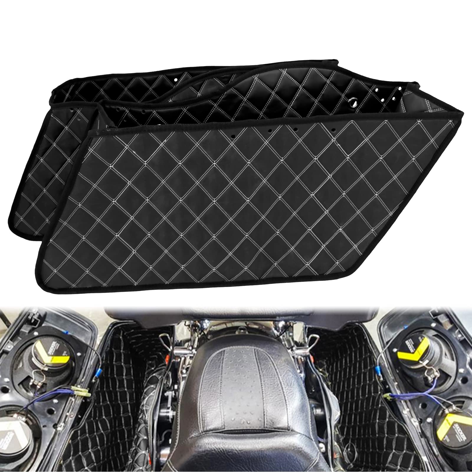 HDBUBALUS Saddlebag Liners Inserts Compatible with Harley Extended Bag Touring Electra Street Glide Road King 1993-2013 (White T