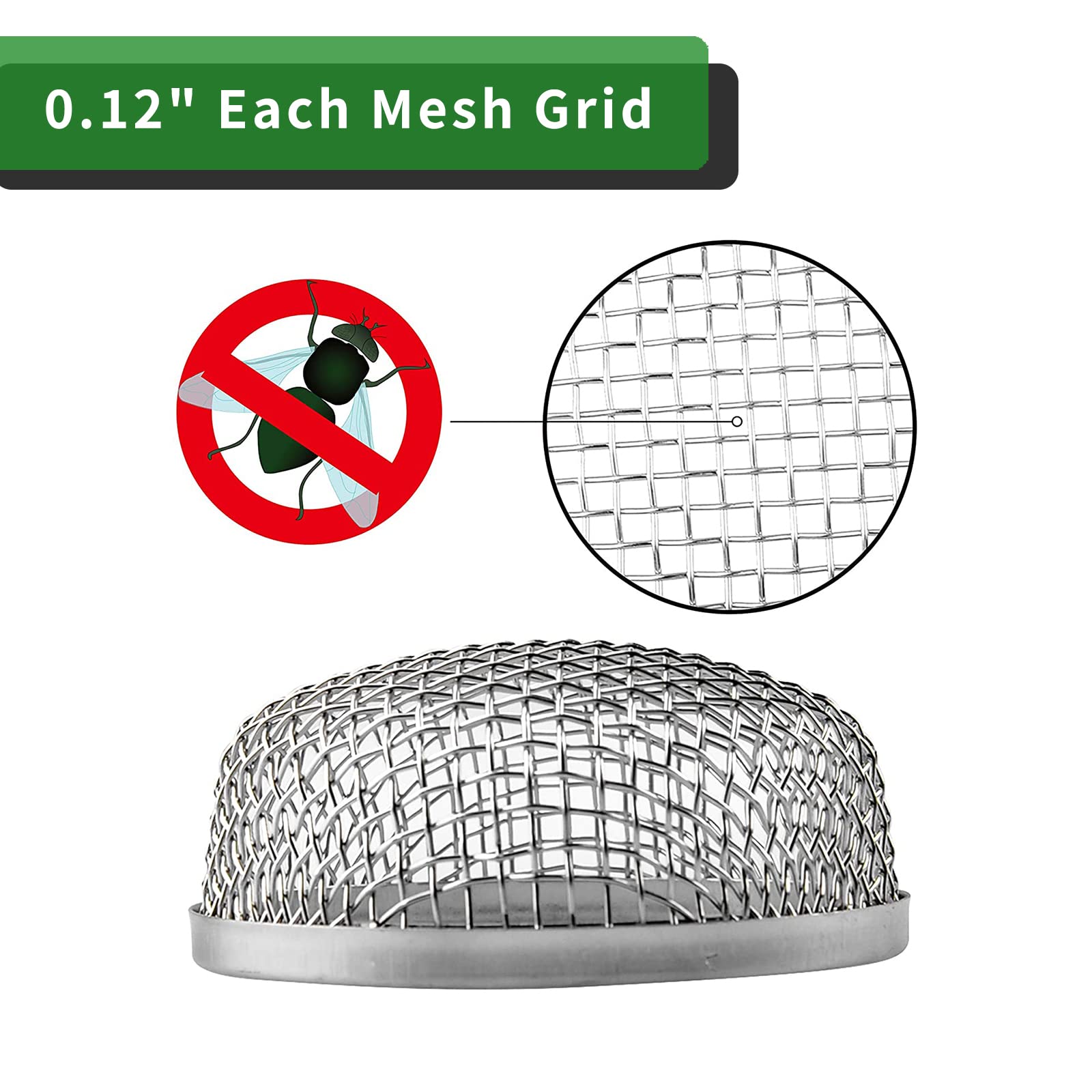 Rvguard Rv Flying Insect Screen, Stainless Steel Mesh Rv Furnace Vent Cover With Installation Tool And Silicone Rubber, 2.8 X 1.