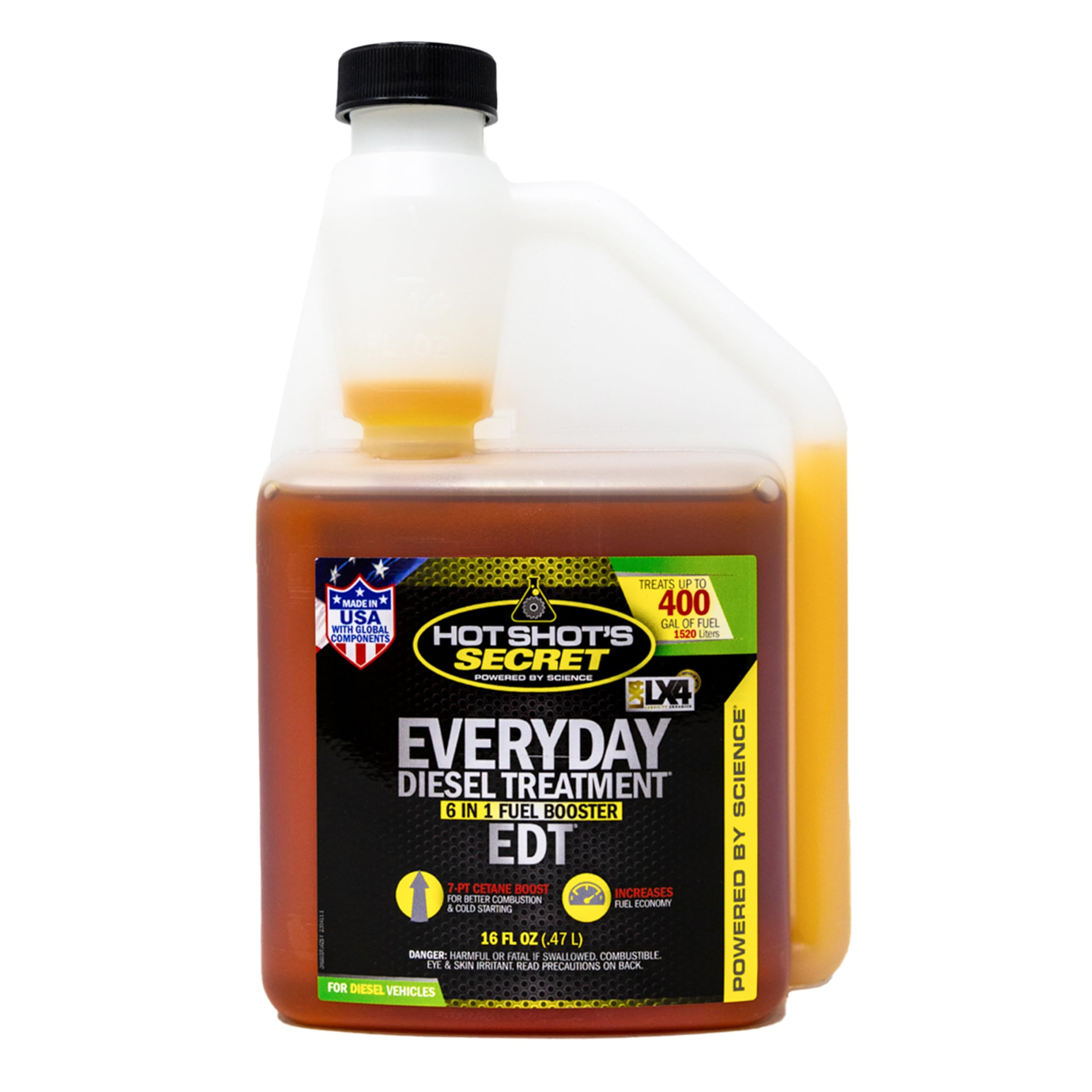 Hot Shot's Secret Everyday Diesel Treatment - 16 Fl. Oz. Liquid Squeeze Bottle, Amber - Model HSSEDT16ZS
