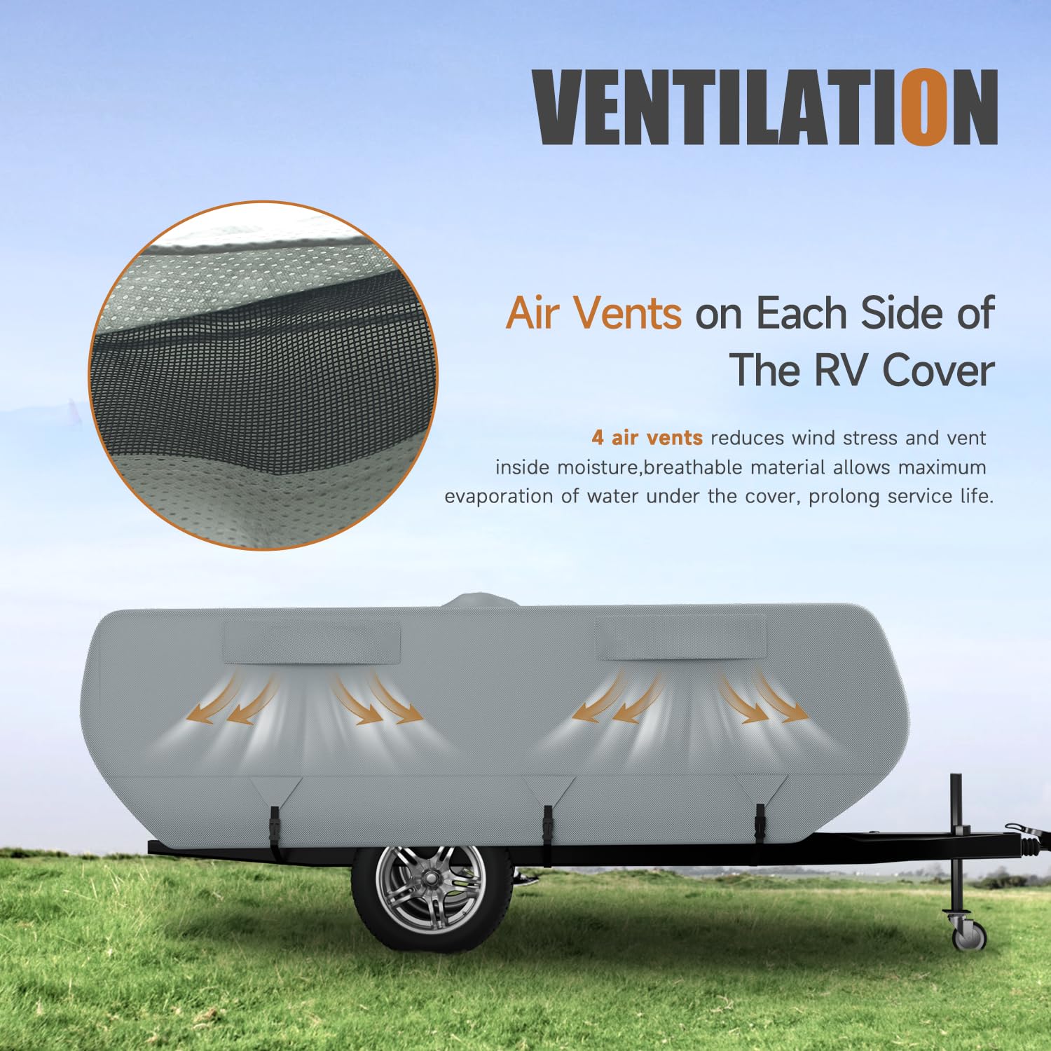 DikaSun Pop Up Camper Cover, 8'-10', 7 Layers Waterproof, Anti-UV, DK5 Color, Durable Polypropylene Material