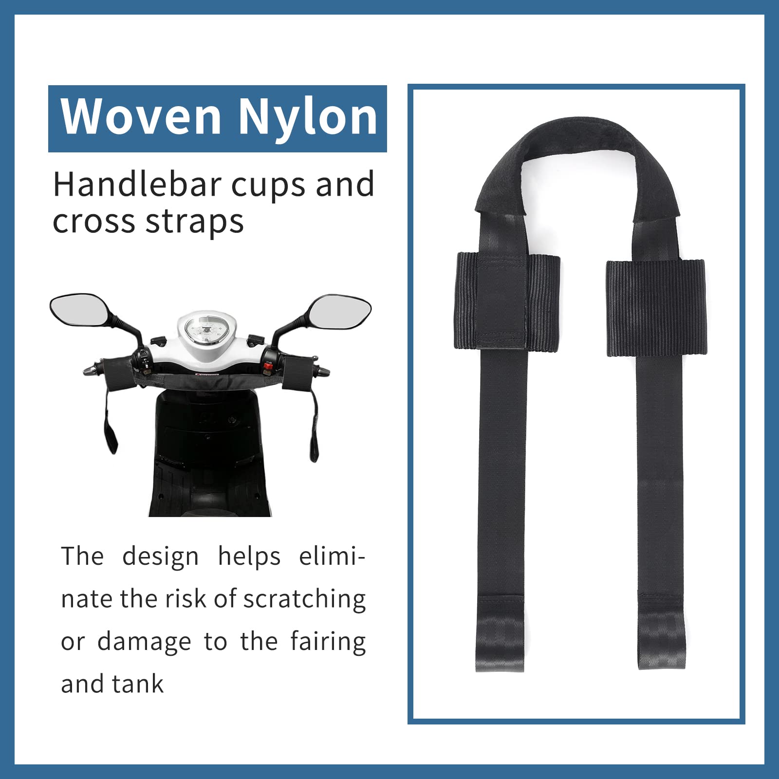 GAITWIN Bar Harness Motorcycle Tie Down Straps, Soft Loop, Nylon, Black, Front Wheel, Secure for Handlebar & Trailer