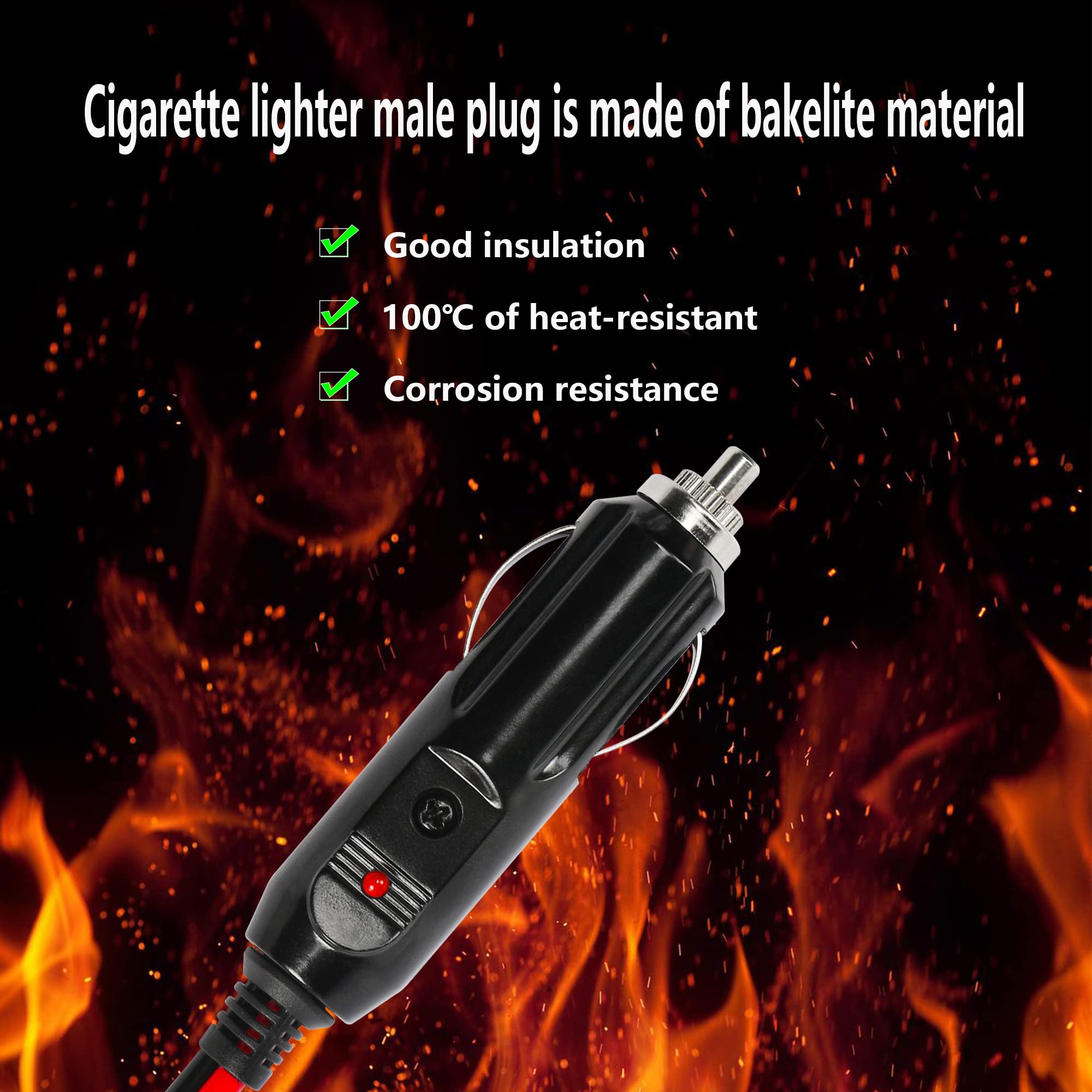 SinLoon Cigarette Lighter SAE Battery Charger Cable with Switch,12V 15A Cigarette Lighter Male Plug to Waterproof SAE Quick Rele