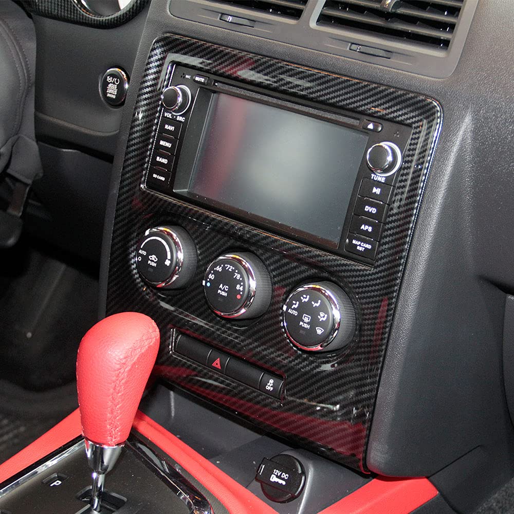 Korlot Carbon Fiber Central Dashboard Navigation Panel Cover Tirm For 2008-2014 Challenger