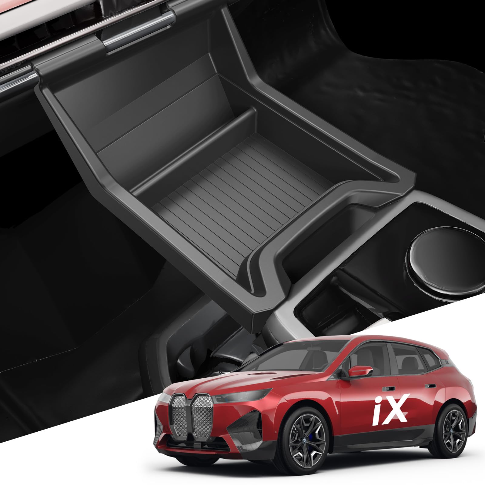 For BMW iX Center Console Tray - Compatible with 2022-2025 BMW iX Center Console Organizer Tray [2.5mm Thickened ABS Material] [