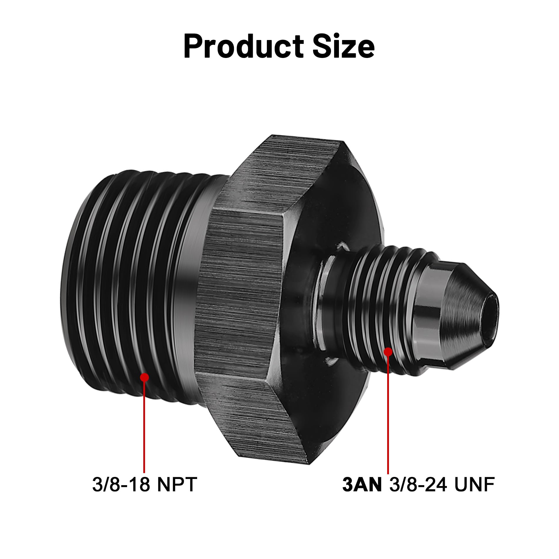 Evil Energy 3An Male Flare To 3/8'' Npt Pipe Fitting Adapter Straight Aluminum Black 2Pcs