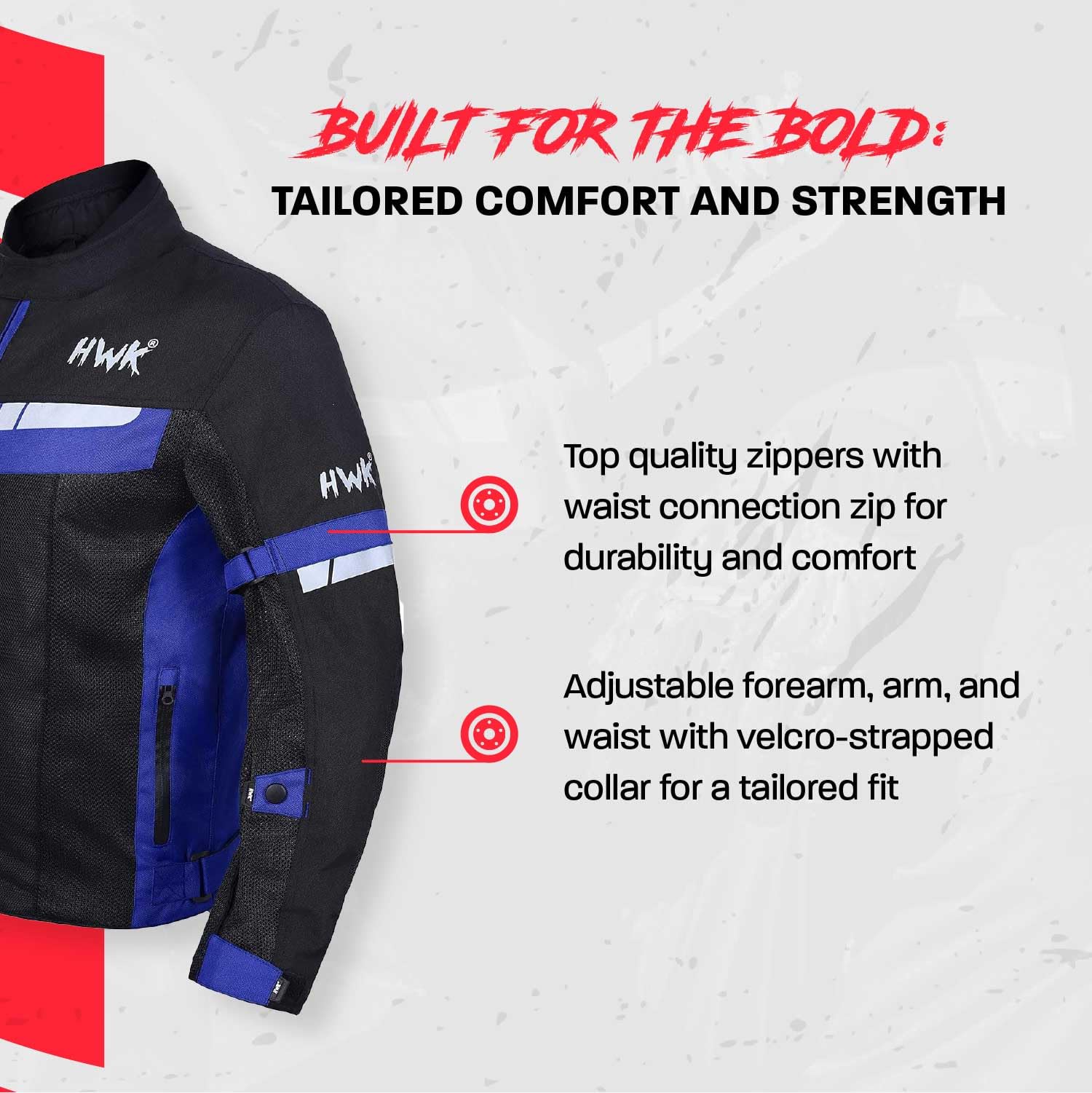 HWK Mesh Motorcycle Jacket - CE Armored, Breathable, Medium, Blue, Model HWK-MSR1