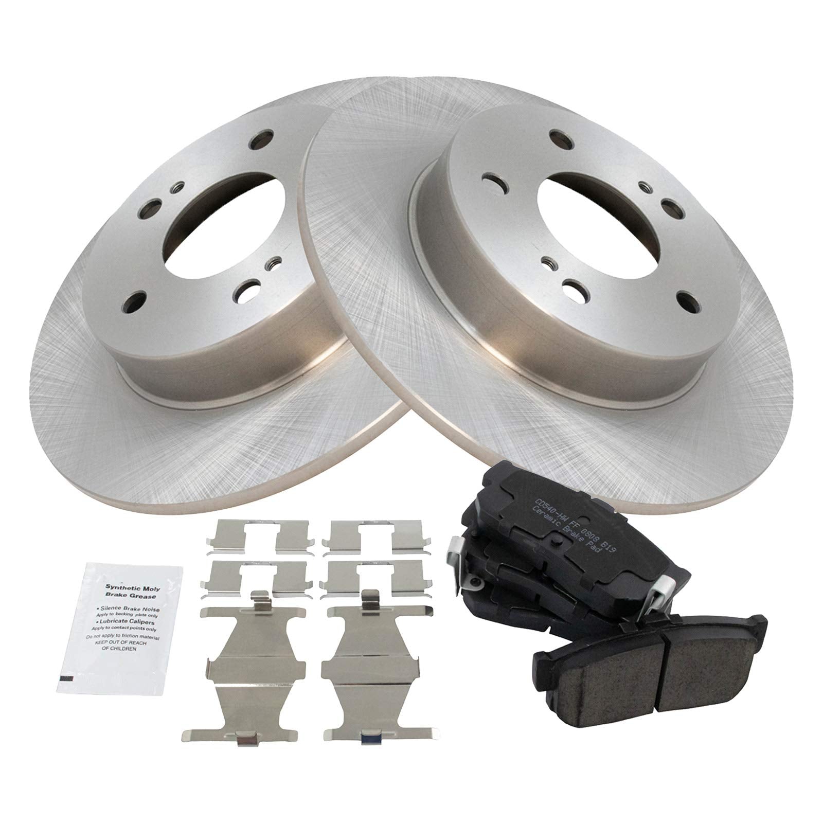 TRQ Rear Brake Pad & Rotor Kit Brake Pads Brake Rotor Ceramic Compatible with 1996-2001 INFINITI I30 1994-2001 Nissan Maxima