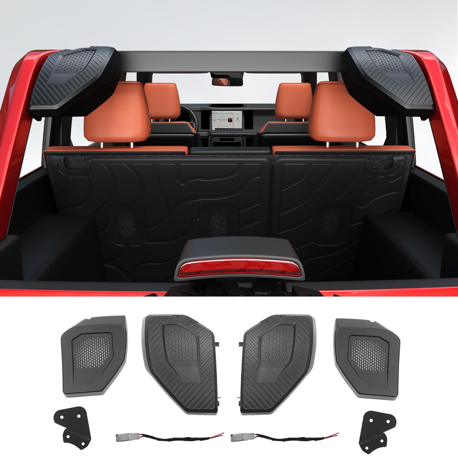 Mabett Rear Speaker Pods Compatible With Ford Bronco 4-Door 2024 2023 2022 2021, Upgrade 6.5' Pods For Bronco Accessories, Interior Accessories Black