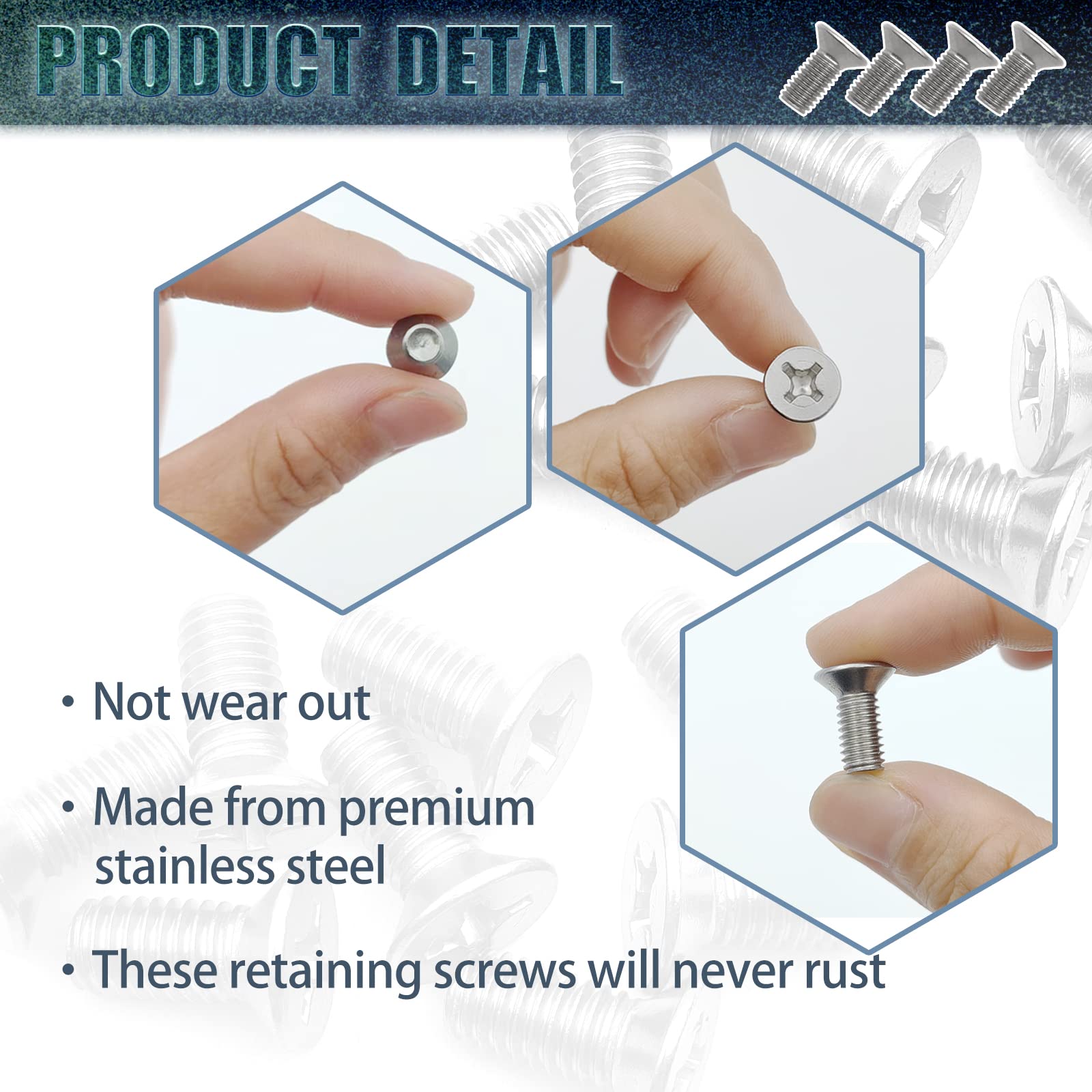 8PCS Stainless Steel Retaining Screws for Front and Rear, Stainless Steel Brake Disc Rotor Screws, 936-000-601-40-H, Compatible
