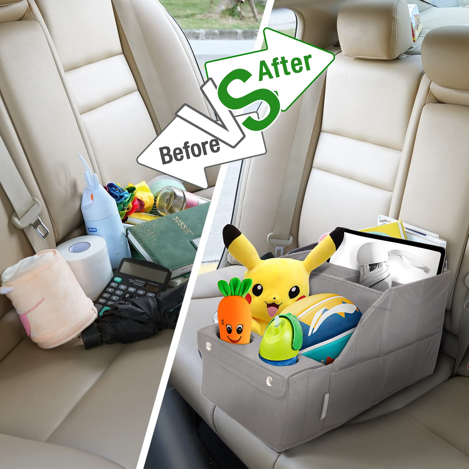 Mulisoft Car Seat Organizer- Backseat Car Organizer With 11 Storages Compartments And 2 Cup Holders, Car Organizers And Storage, Car Organizer Front Seat, Car Organizer Backseat For Travel Kids