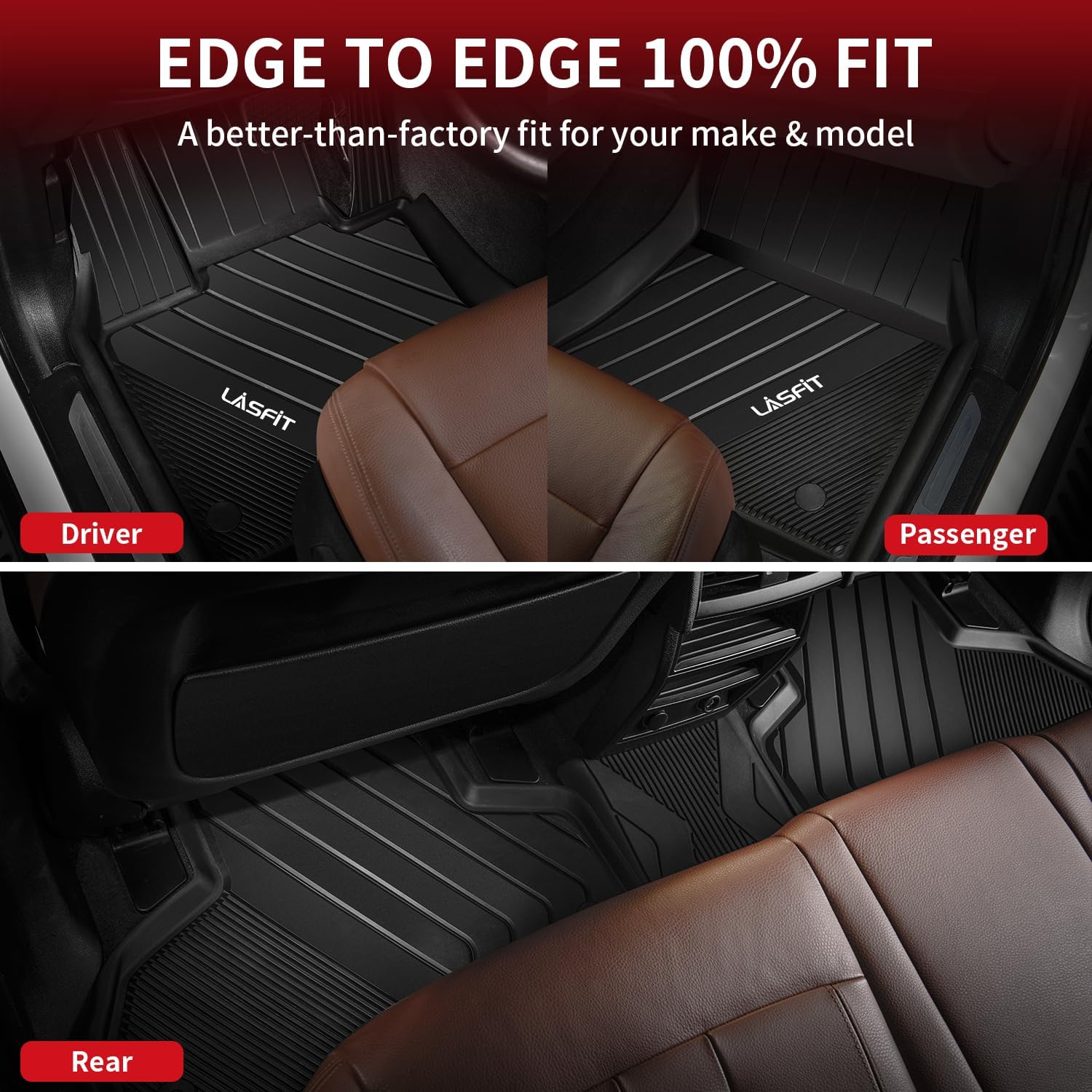 Lasfit Floor Mats For Bmw X5 (F15) 2014-2018 / For Bmw X6 (F16) 2015-2019, Custom Fit Tpe All Weather Floor Liners 1St & 2Nd Row