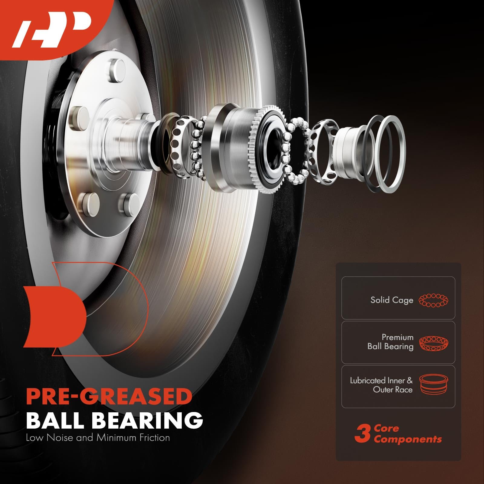 A-Premium Front Wheel Bearing and Hub Assembly, 5-Lug, GCr15 & 65Mn Steel, Compatible with Toyota RAV4, Corolla iM, Prius V, and More