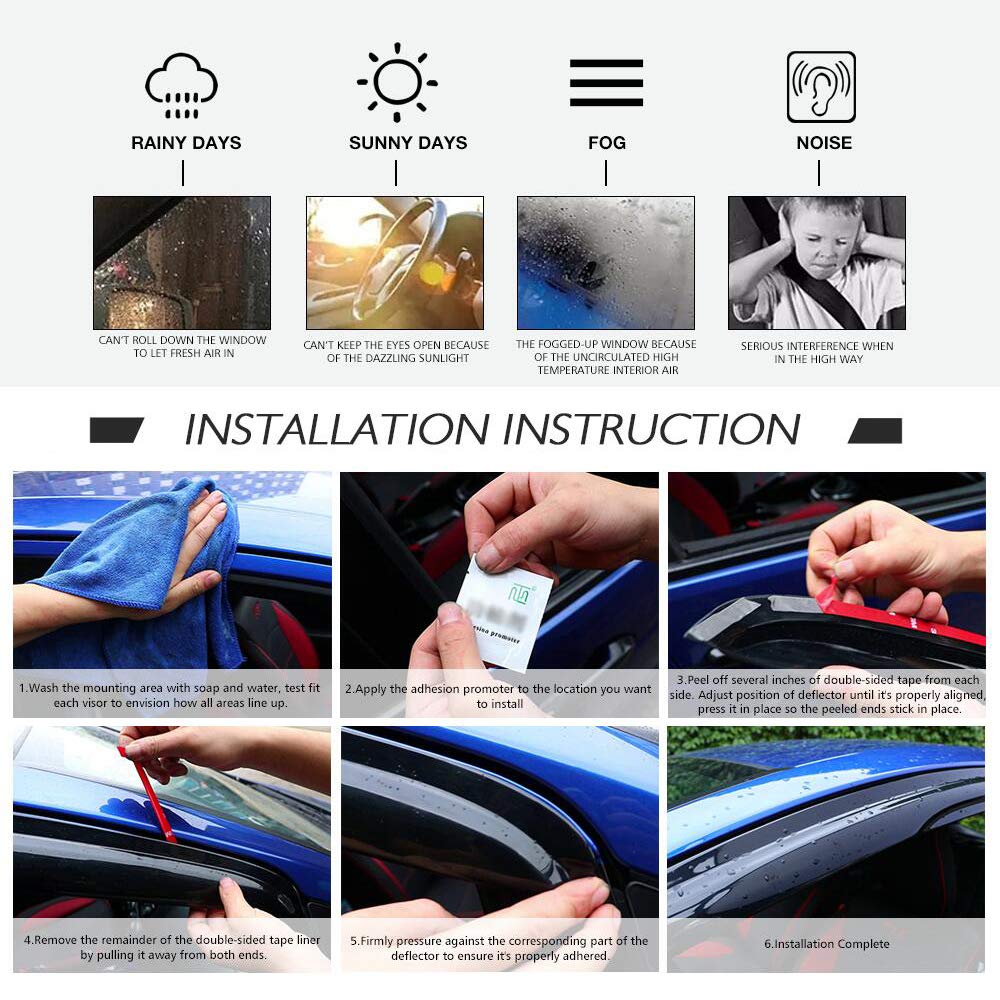IKON MOTORSPORTS Tape On External Window Visor, Compatible with 2011-2016 Honda CR-Z Slim Smoke Tinted Acrylic Rain Deflector