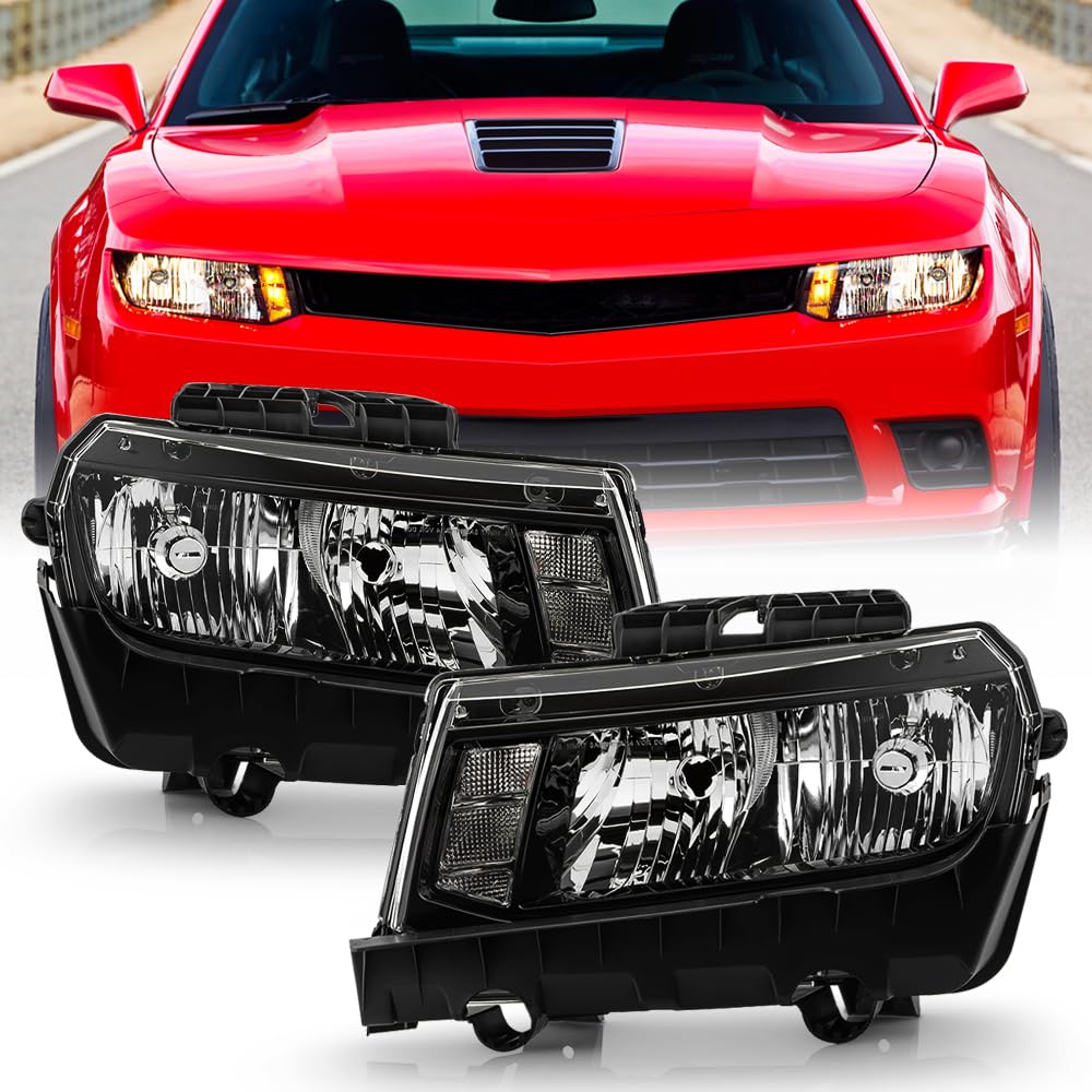 KEEKPO - For 2014-2015 Chevy Camaro Halogen Type Factory Style Headlights Headlamps Pair Set Replacement Left+Right
