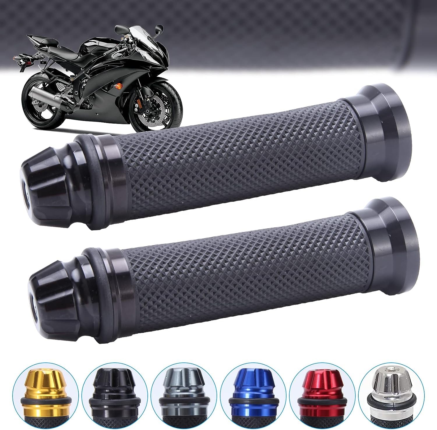 Custom Motorcycle Sport Bike Cnc Aluminum 7/8'' 22Mm Handlebar Rubber Gel Hand Grips For Chopper Cruiser Bike