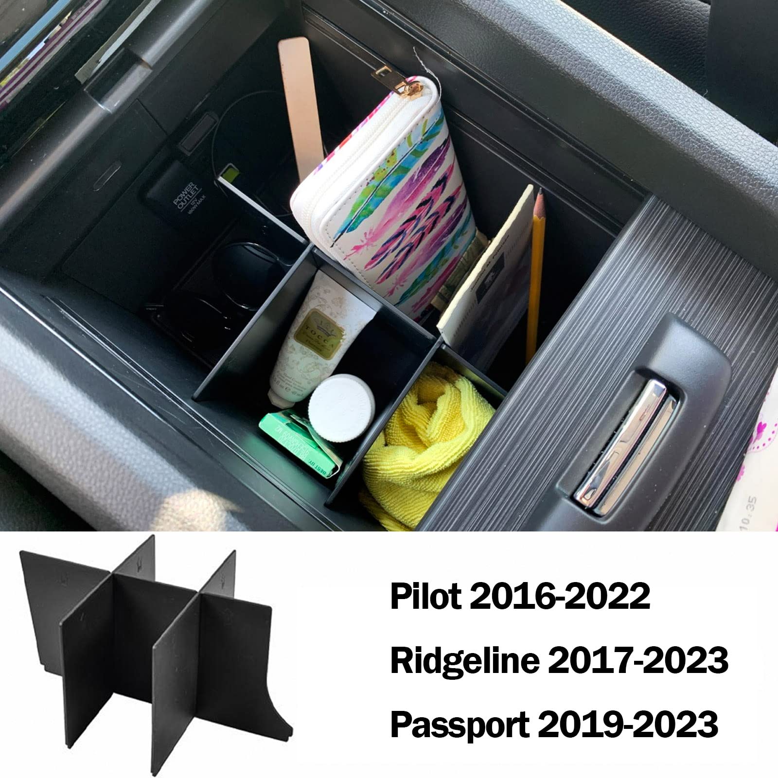 TACOBRO Center Console Organizer Dividers for Honda Pilot 2016-2022 / Ridgeline 2017-2022 2023/ Passport 2019-2022 2023 Accessor