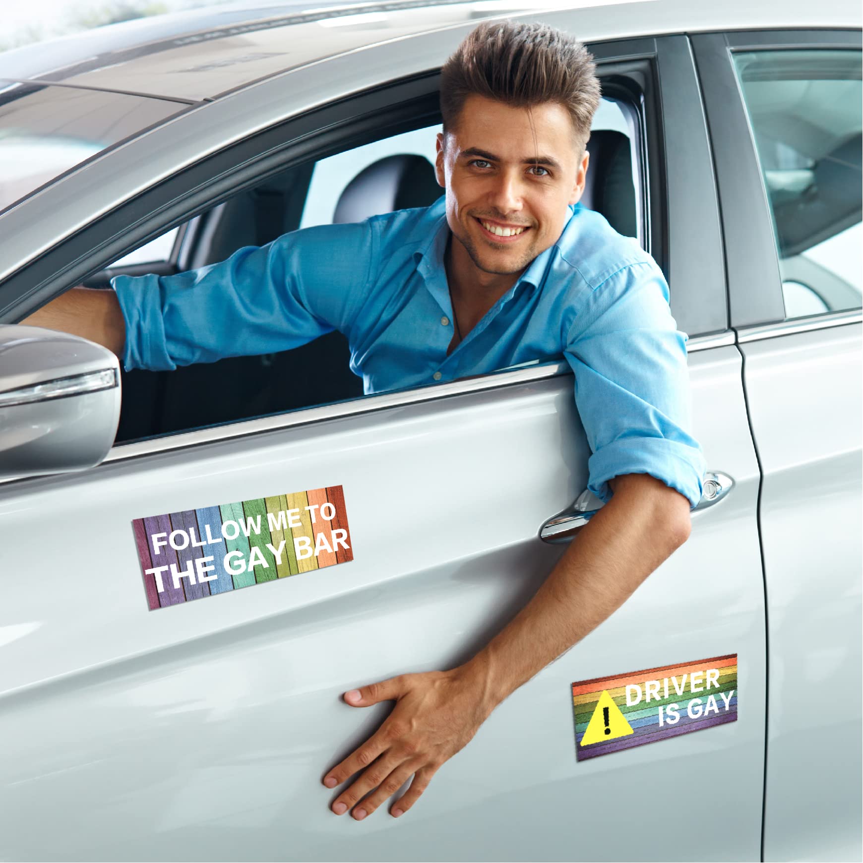 Frienda 10 Pcs Bumper Decals Funny Lgbt Stickers Rainbow Bumper Prank Car Stickers Colorful Car Accessories For Truck Vehicle Lu